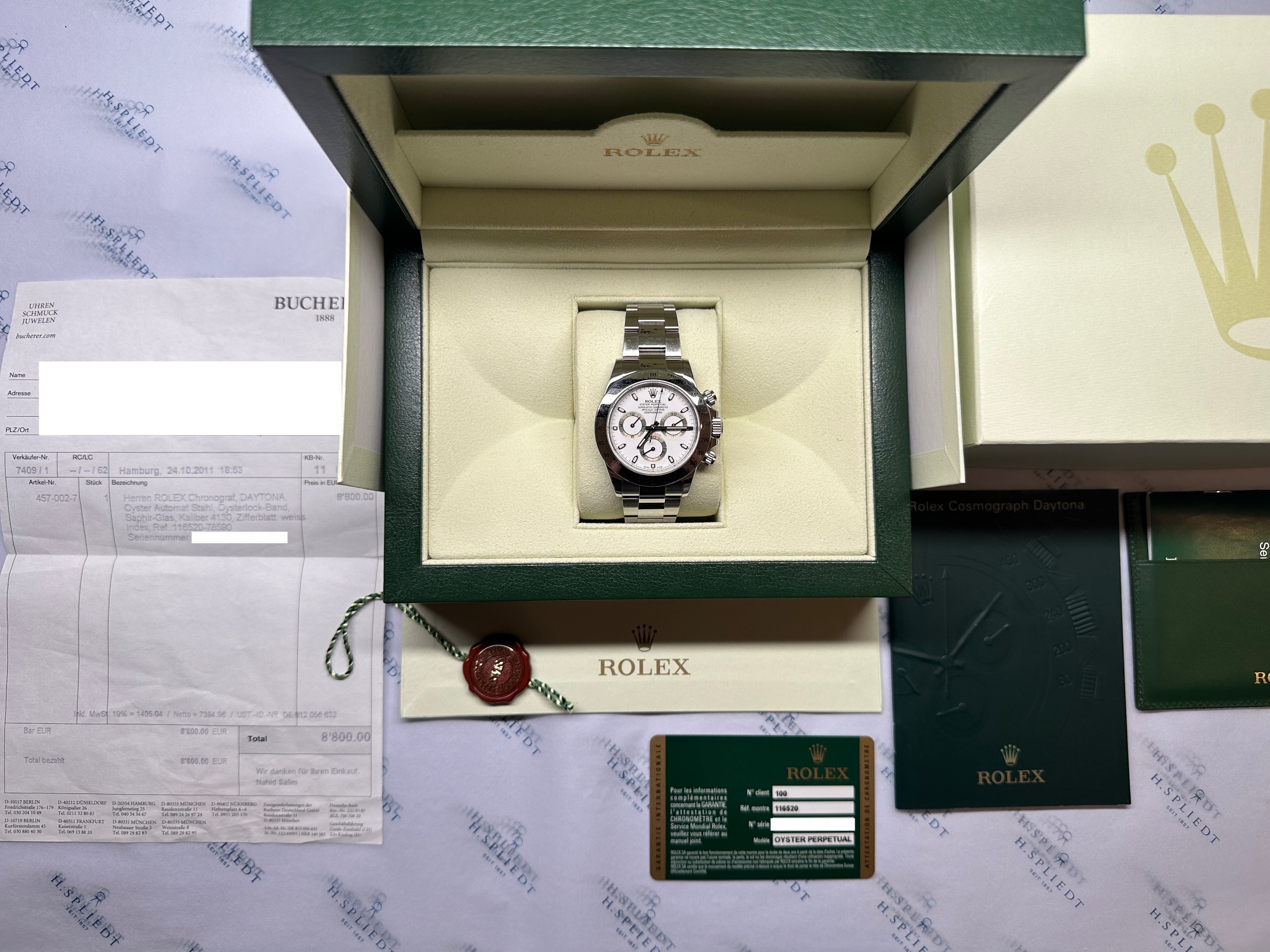 Daytona 116520 White Dial / LC100 / Full Set / 2011