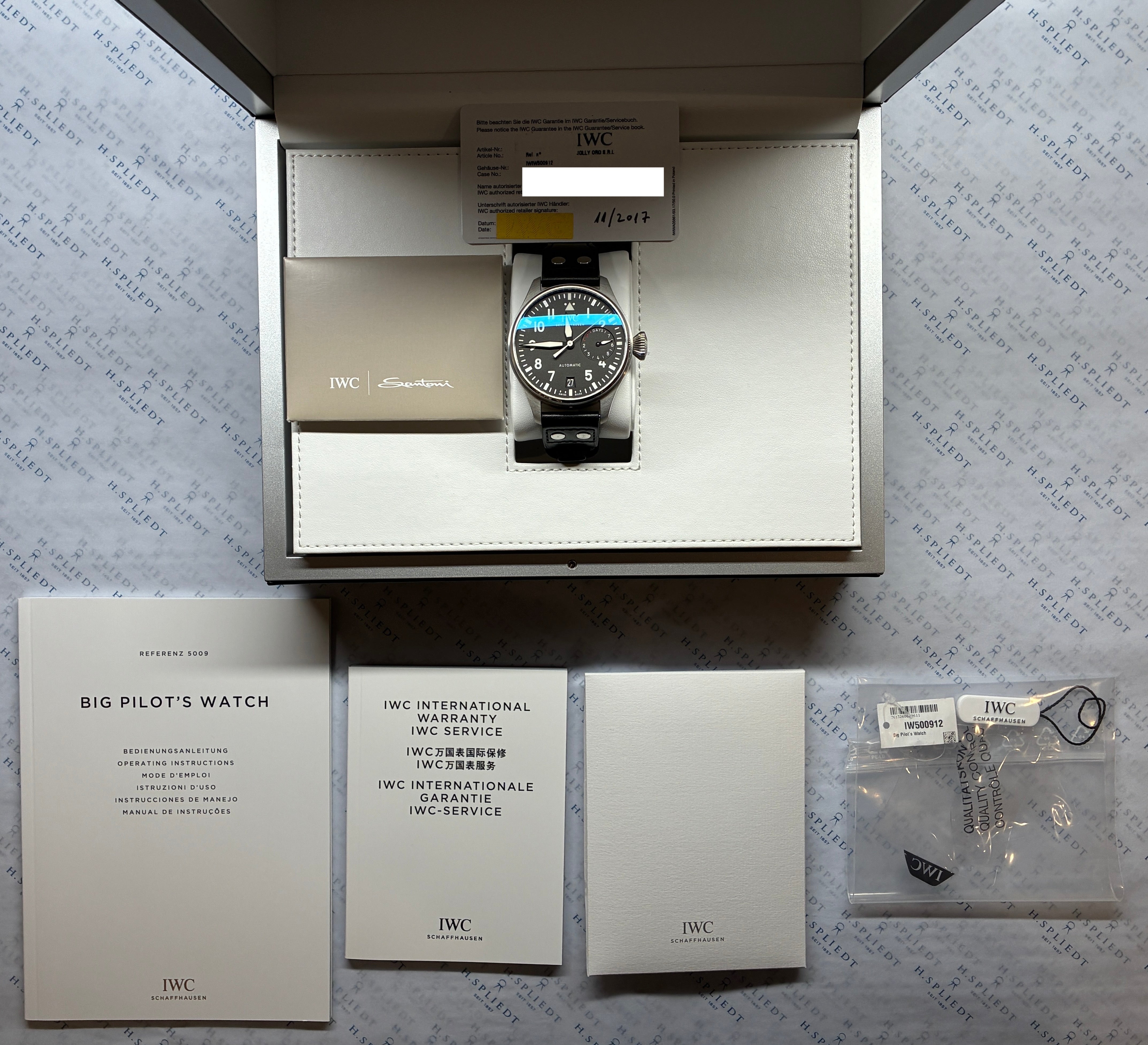 Big Pilot / Black Dial / Santoni Leather Strap / Full-Set / 2017