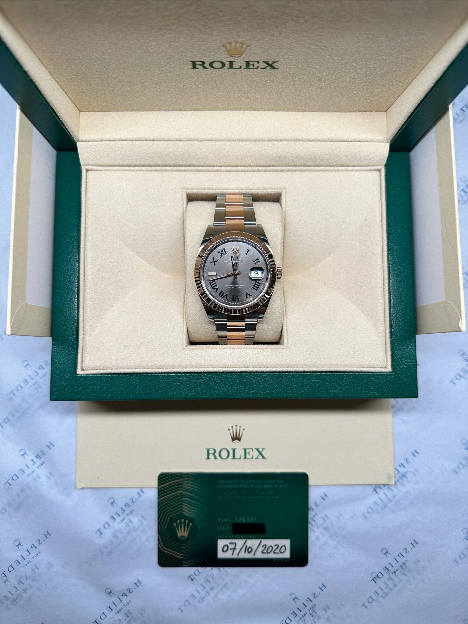 Rolex Datejust 41 Wimbledon Oyster 2020 Stahl & Gold mit Box und Papieren