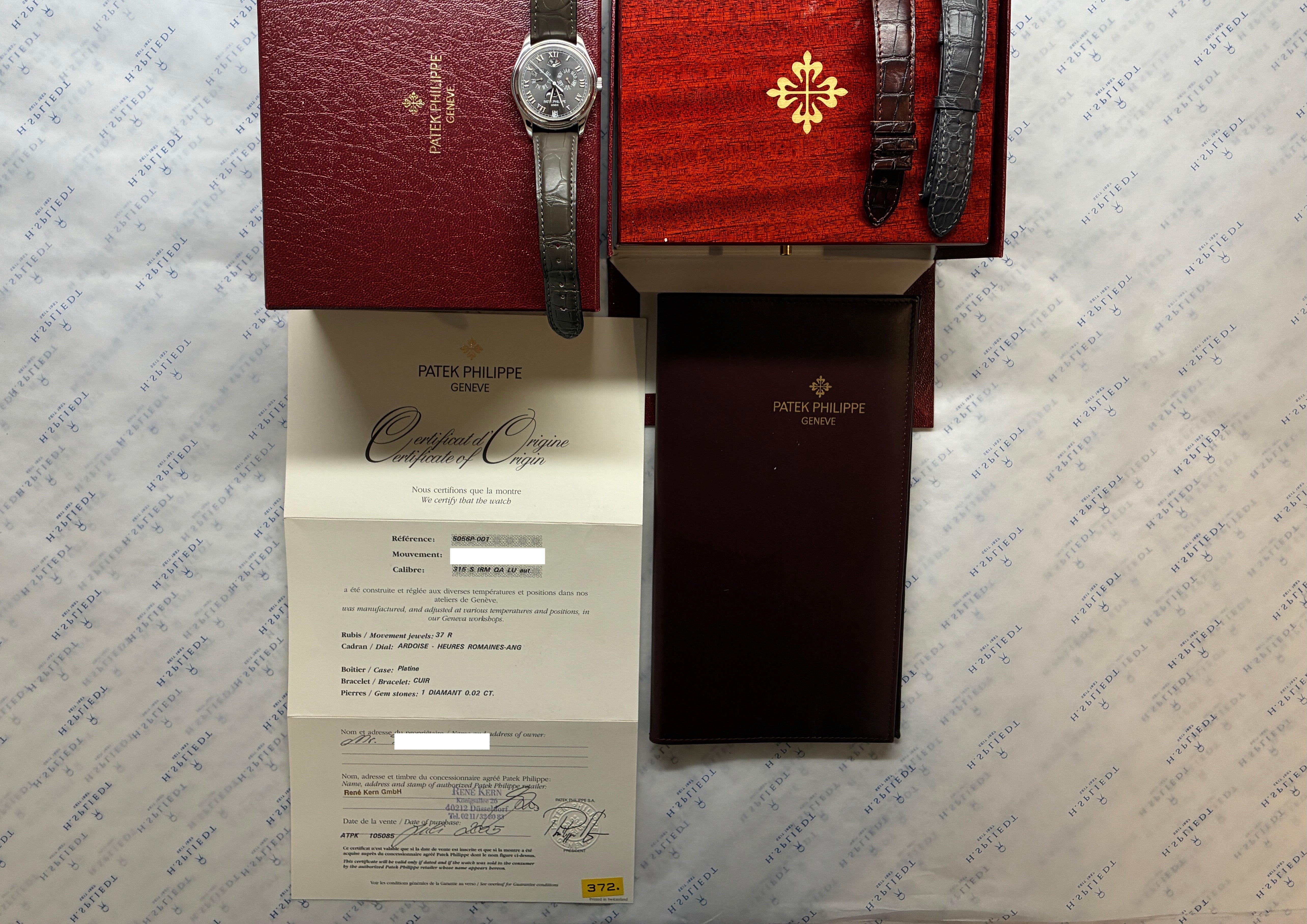 Annual Calendar / Platinum / Grey Dial / 3 Straps / Box & Papers / 2005
