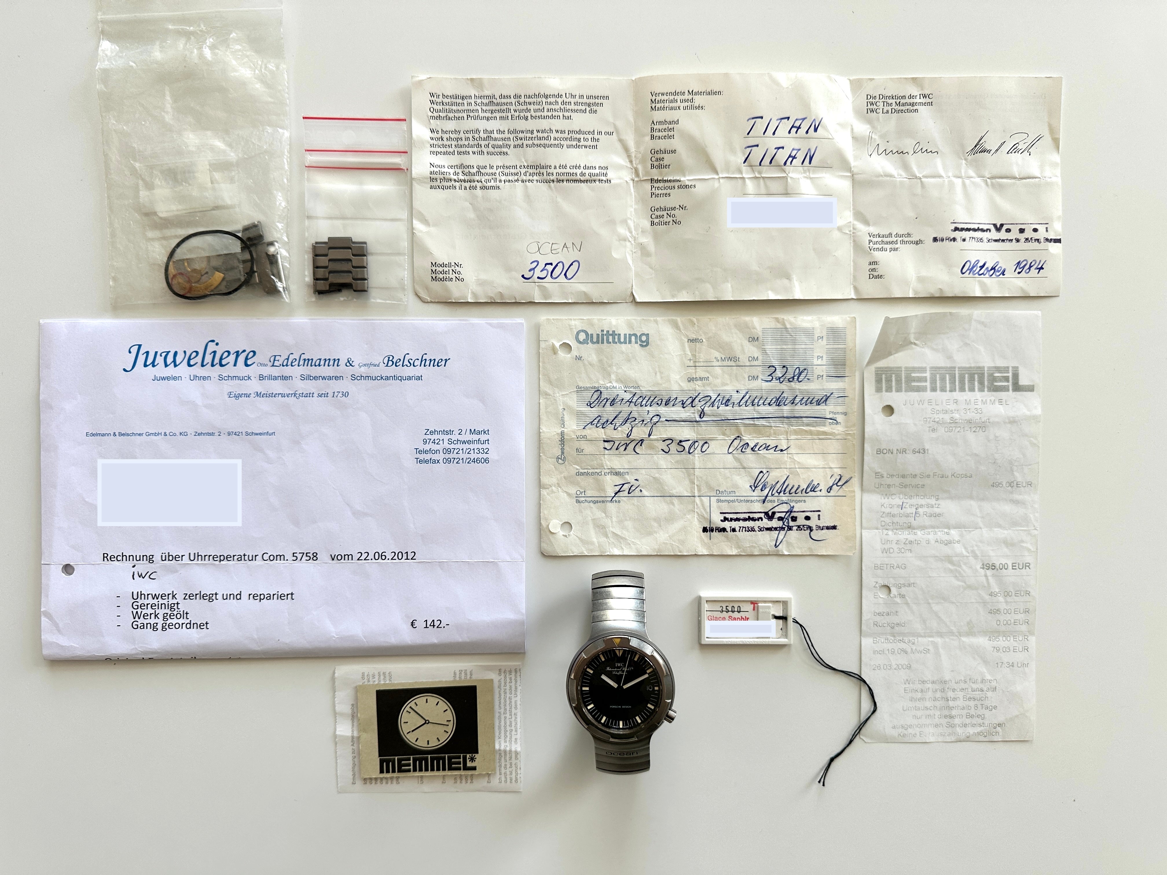 IWC Porsche Design Ocean 2000 Automatik aus Titan, Baujahr 1984 mit Papieren und Ersatzteilen