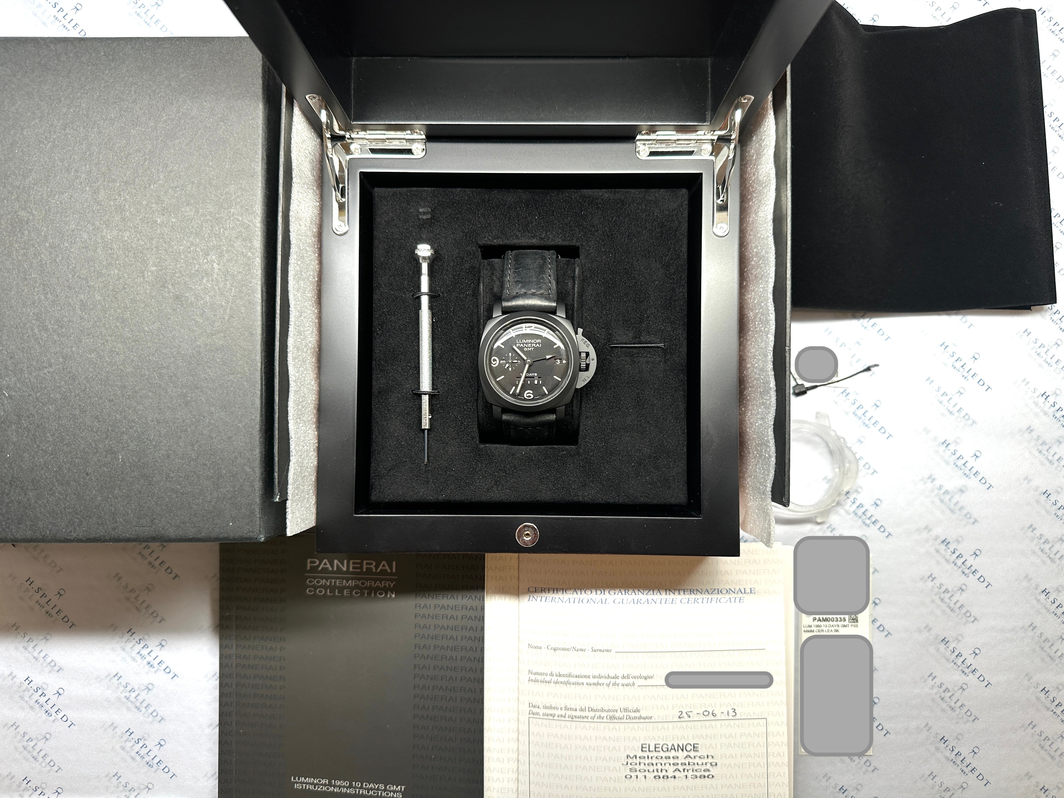 Panerai Luminor 1950 10 Days GMT PAM00335 Keramik gebraucht im Originaletui mit Werkzeug und Garantie