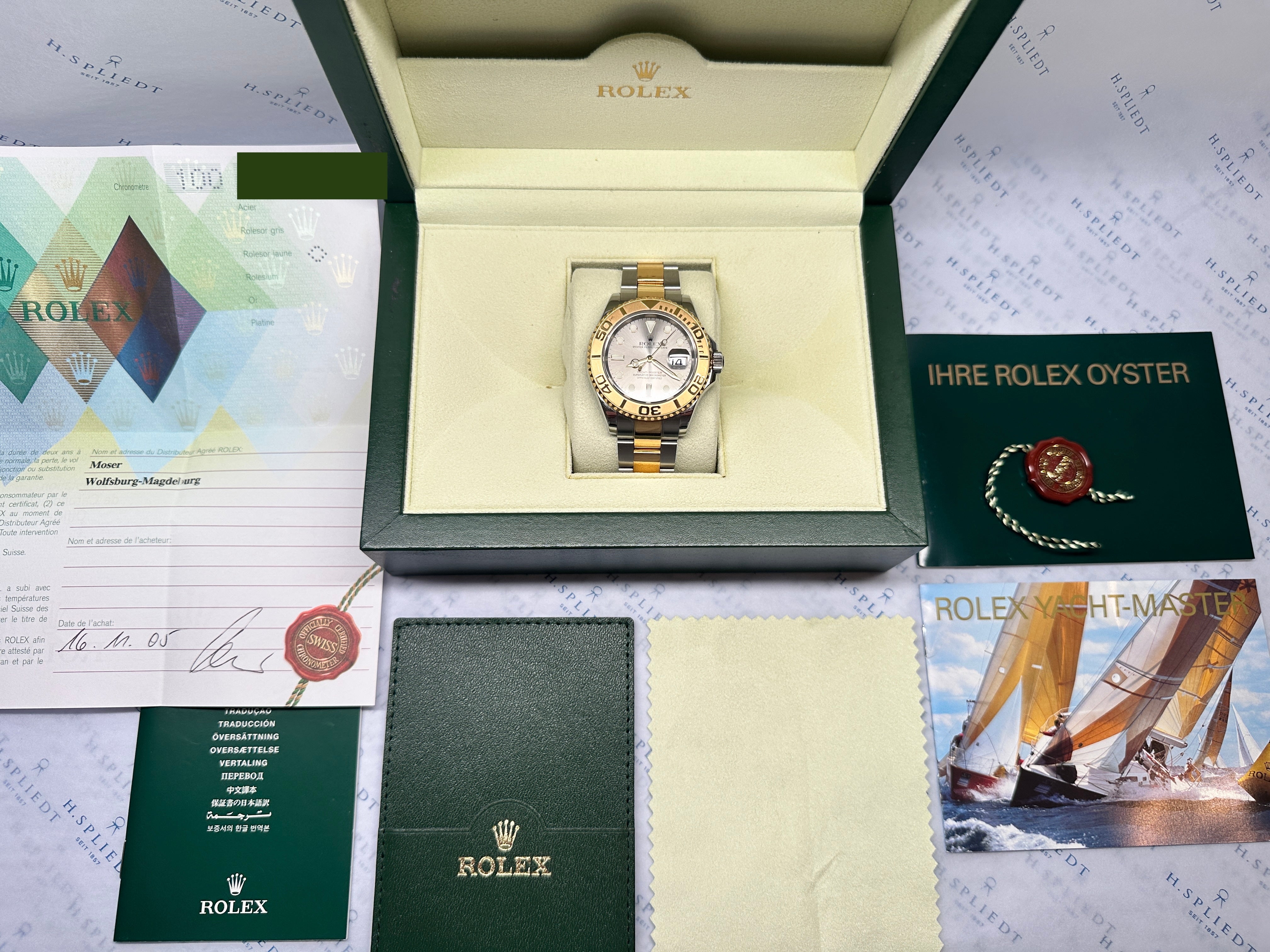 Rolex Yacht-Master 16623 Full Set 2005 mit Edelstahl- und Gelbgoldgehäuse in der Originalverpackung
