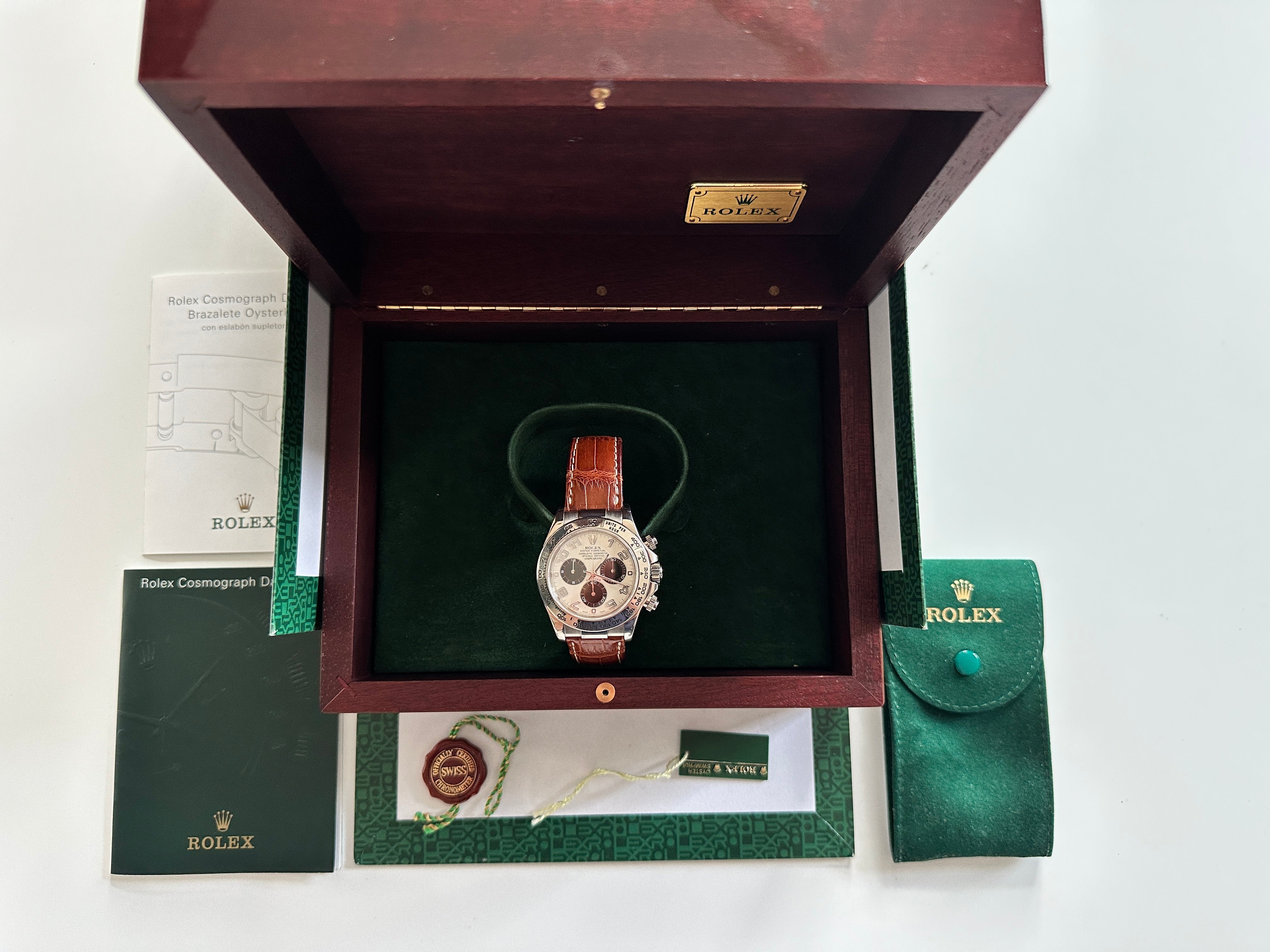 Rolex Daytona Panda Racing Dial 2002 in Weißgold in der originalen Holzbox mit Papieren und Zubehör