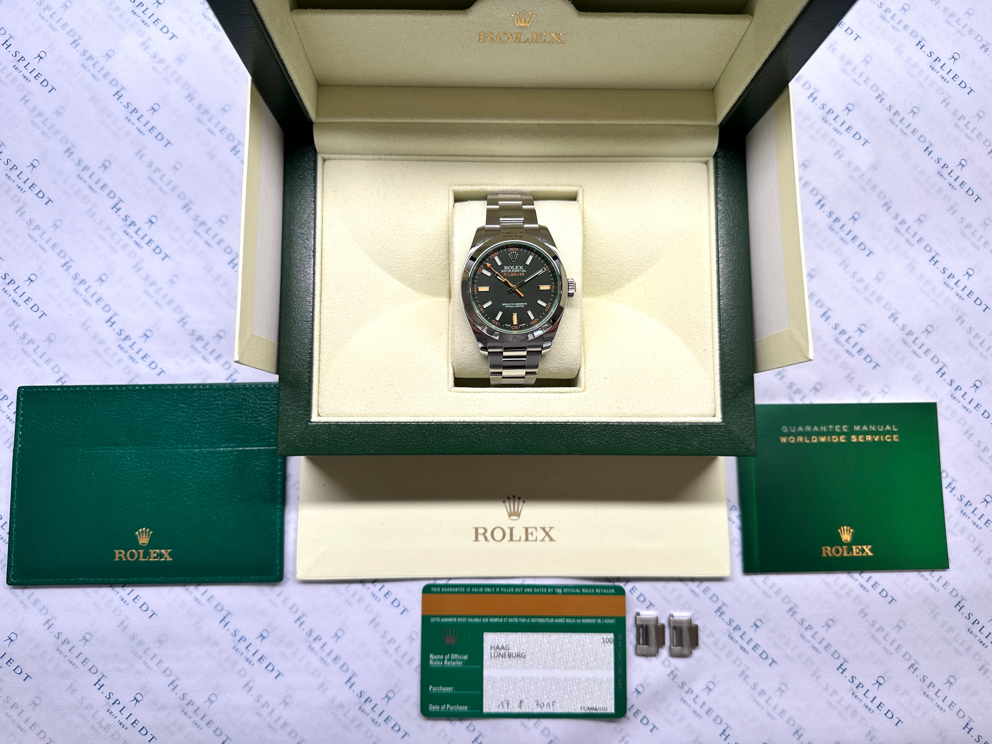 Milgauss 116400GV Box and Paper -2015- LC100