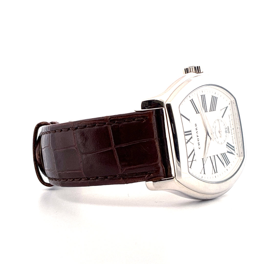 Chopard L.U.C Tonneau Whitegold Automatik mit braunem Krokodillederarmband