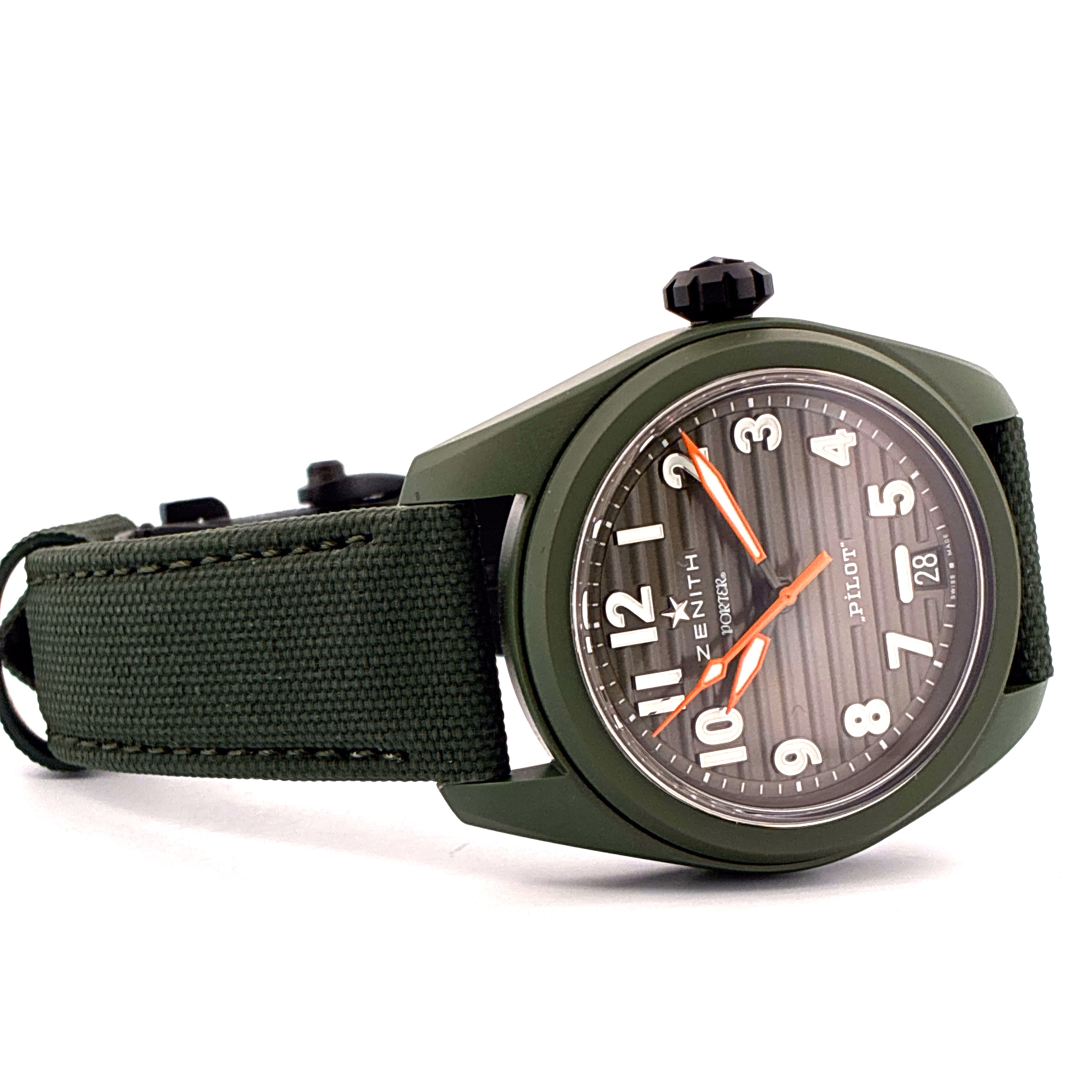 Zenith Pilot Central Automatic Porter Pilot Edition / Green Strap / Limited Edition 500 / Full-Set / Like New