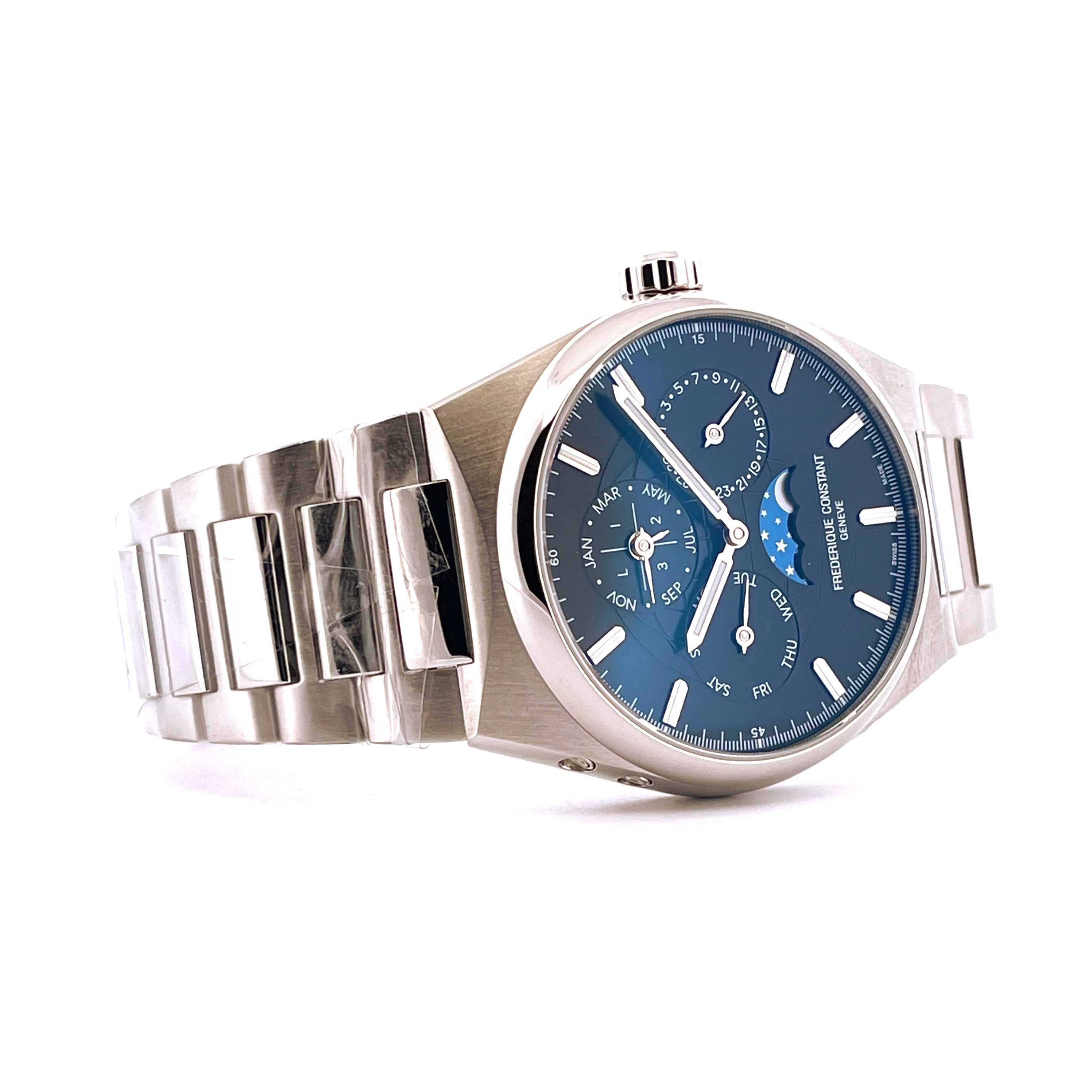 Frederique Constant Highlife Perpetual Calendar Manufacture Automatique Uhr mit blauem Zifferblatt
