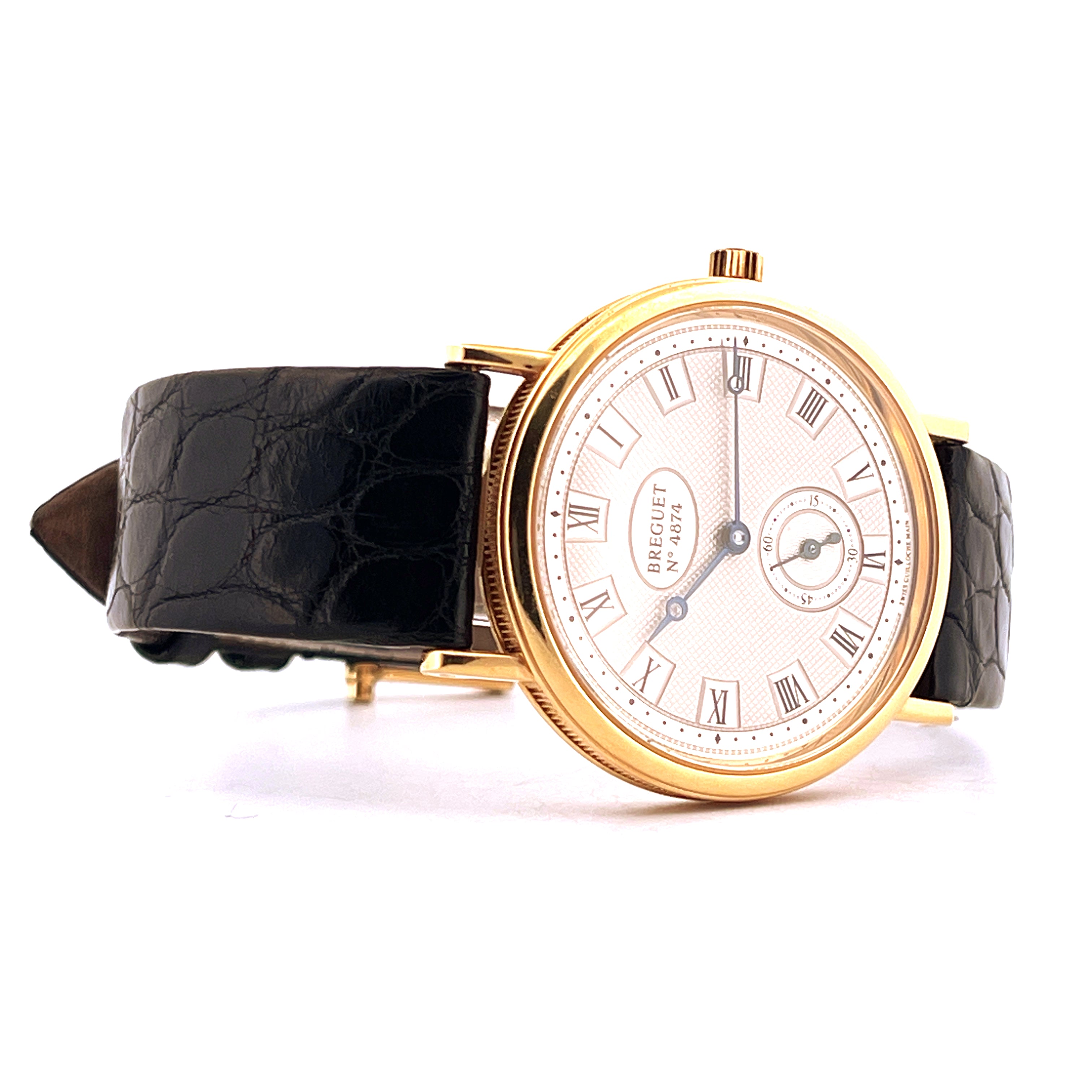 Breguet Classique Ref-3910BA-15-286 aus Gelbgold mit schwarzem Lederarmband, sehr guter Zustand