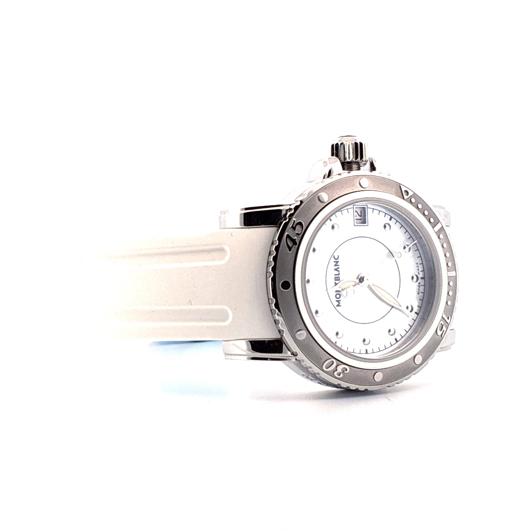 Montblanc Sport Lady 34mm mit weißem Zifferblatt und Kautschukband aus Edelstahl ungetragen