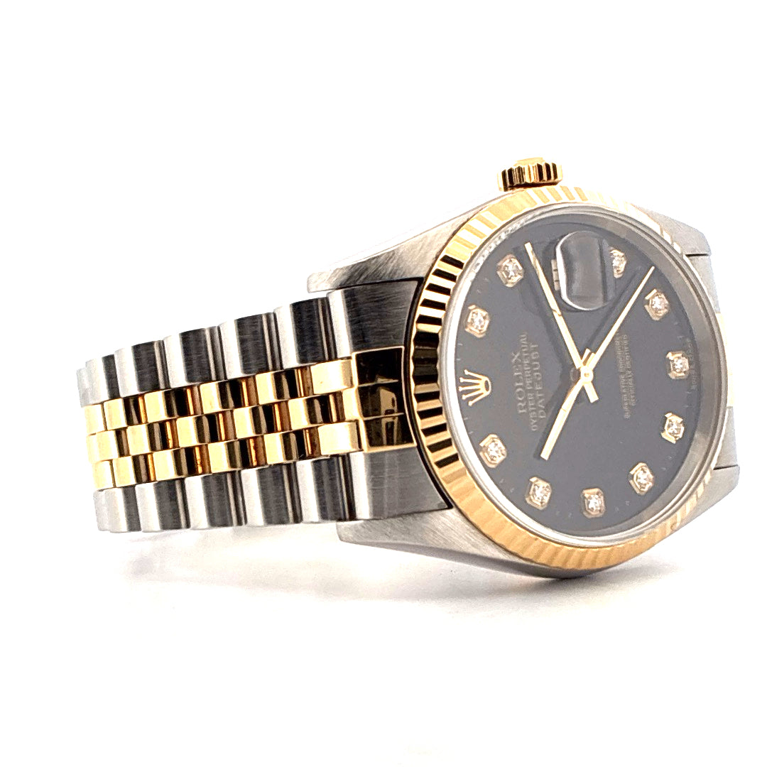 Datejust 36 Bicolor / Stahl/Gelbgold / schwarzes Zifferblatt (1999) - Juwelier Spliedt