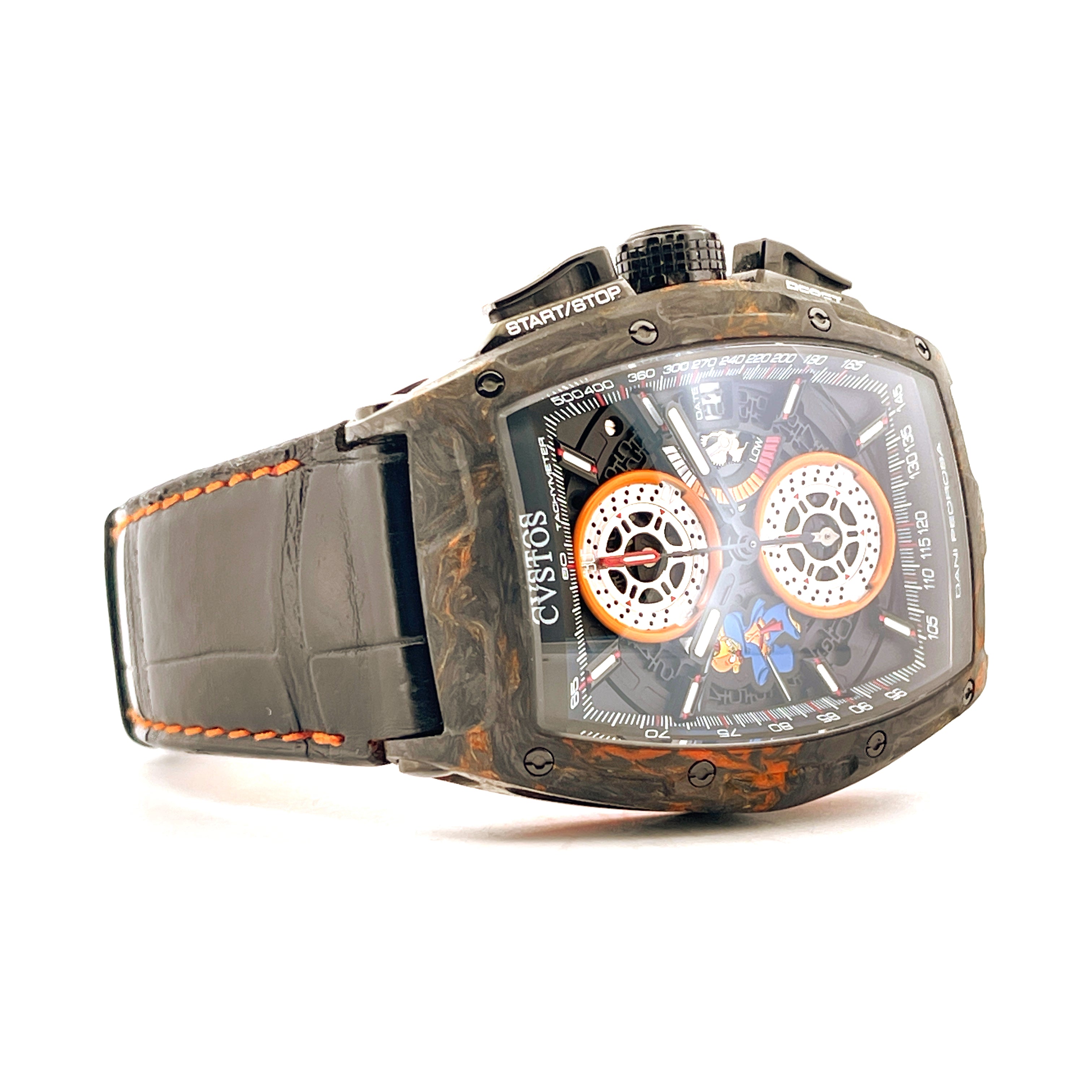 Cvstos Challenge II Chrono Dani Pedrosa Limited Edition 100 aus Carbon mit braunem Lederarmband im Profil