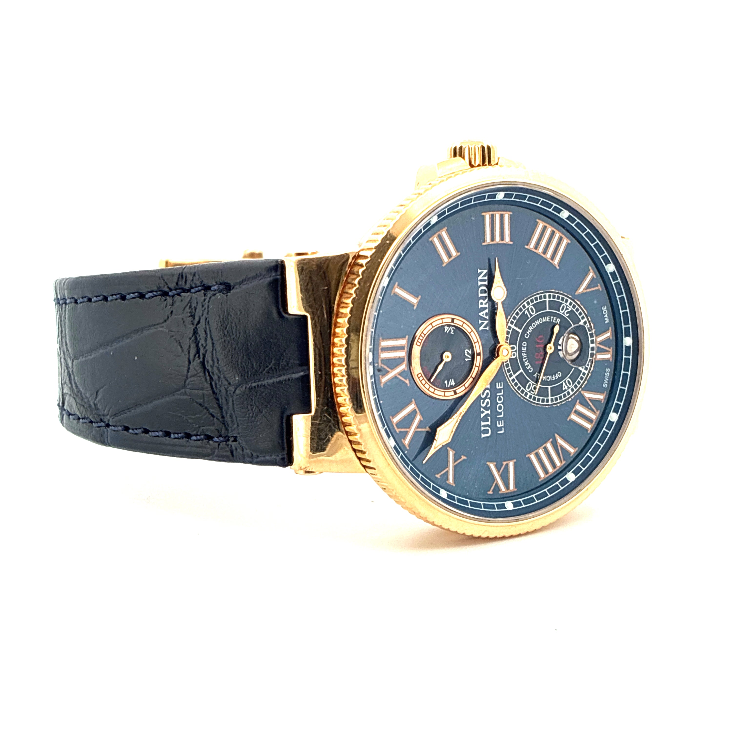 Maxi Marine Chronometer 43mm Blue Dial / Folding clasp / Box & Papers