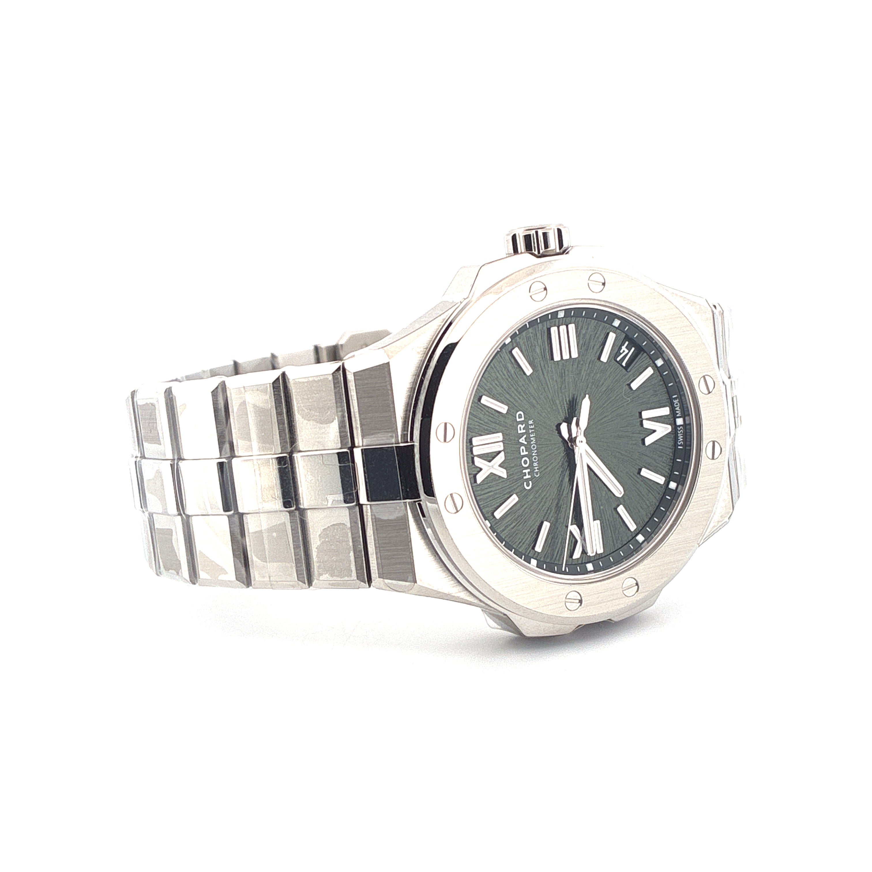Chopard Alpine Eagle 41 mm Edelstahl Herrenuhr mit grünem Zifferblatt und Band
