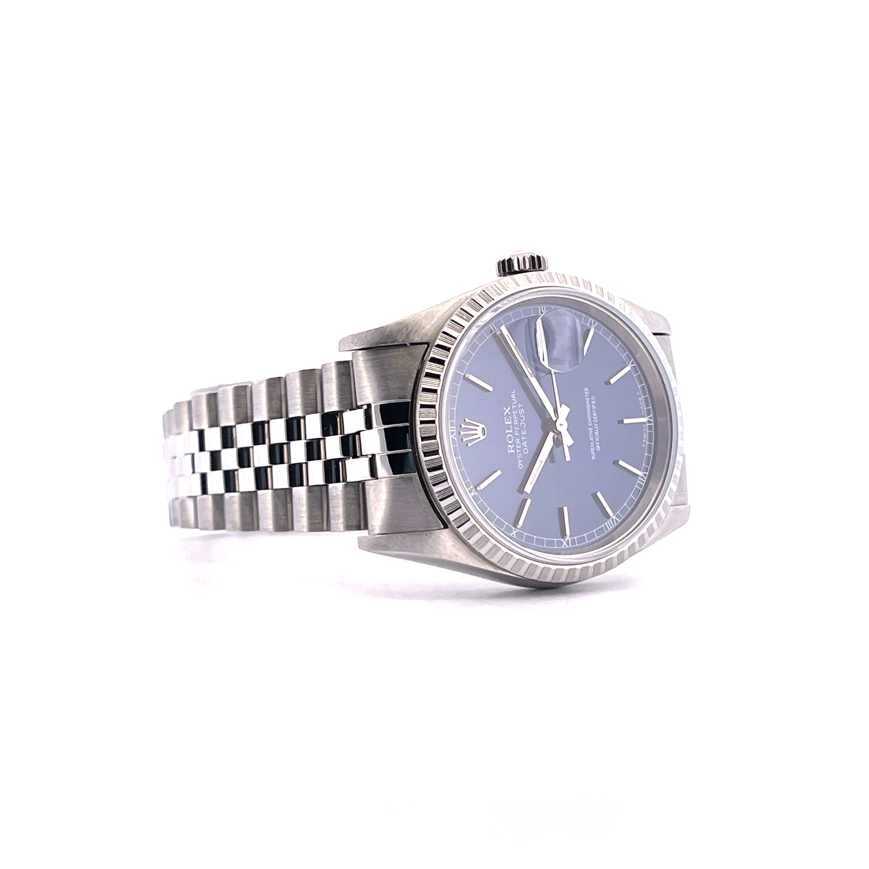 Datejust 36 Blue Dial 16220 / Rolex Wempe Service 2024 / Box and Paper / 1996