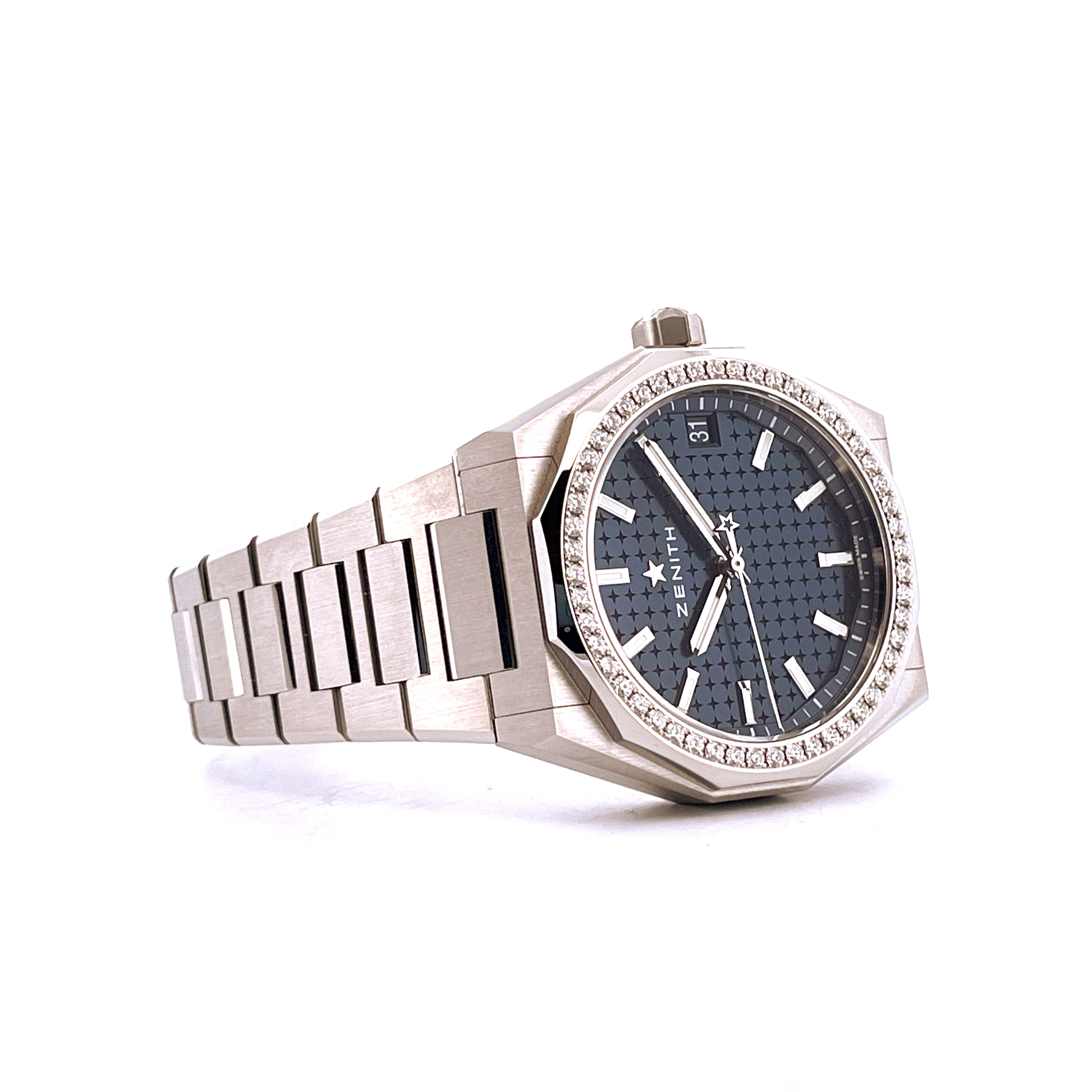 Zenith Defy Skyline 36 mm Automatikuhr mit blauem Zifferblatt und Diamantlünette