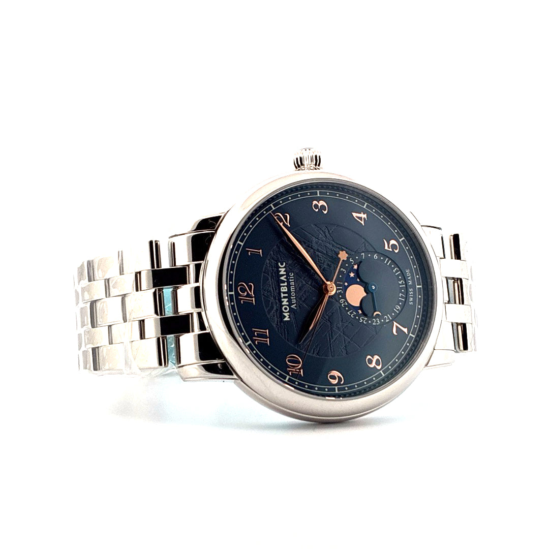 Montblanc Star Legacy 42 mm Edelstahl mit Mondphasenanzeige und silbernem Gliederarmband