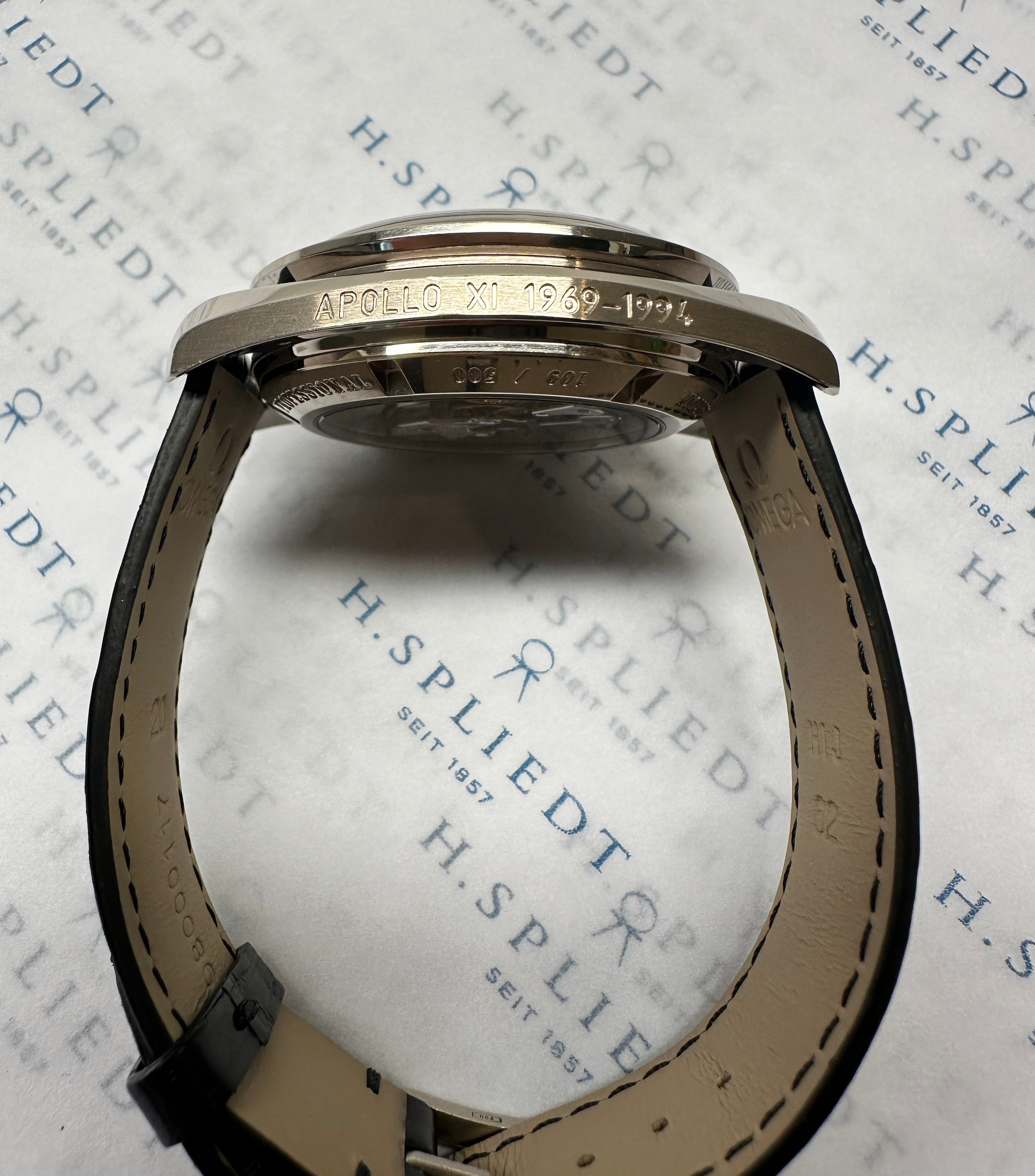 Omega 25th Anniversary Apollo XI 1969-1994 aus Weißgold, Lederarmband