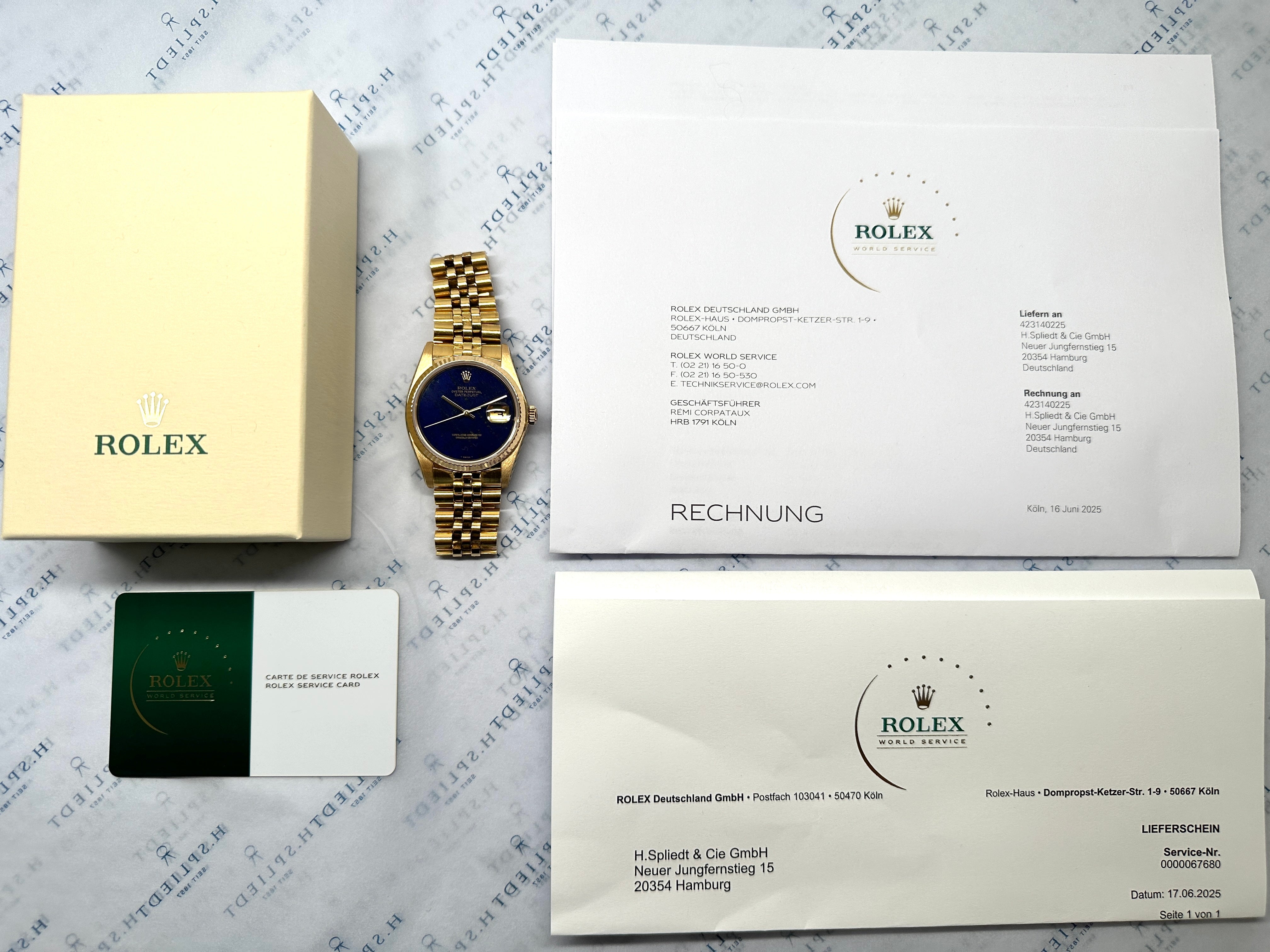 Rolex Datejust 36 Lapis Lazuli (1979) im Set mit Box und Servicepapieren