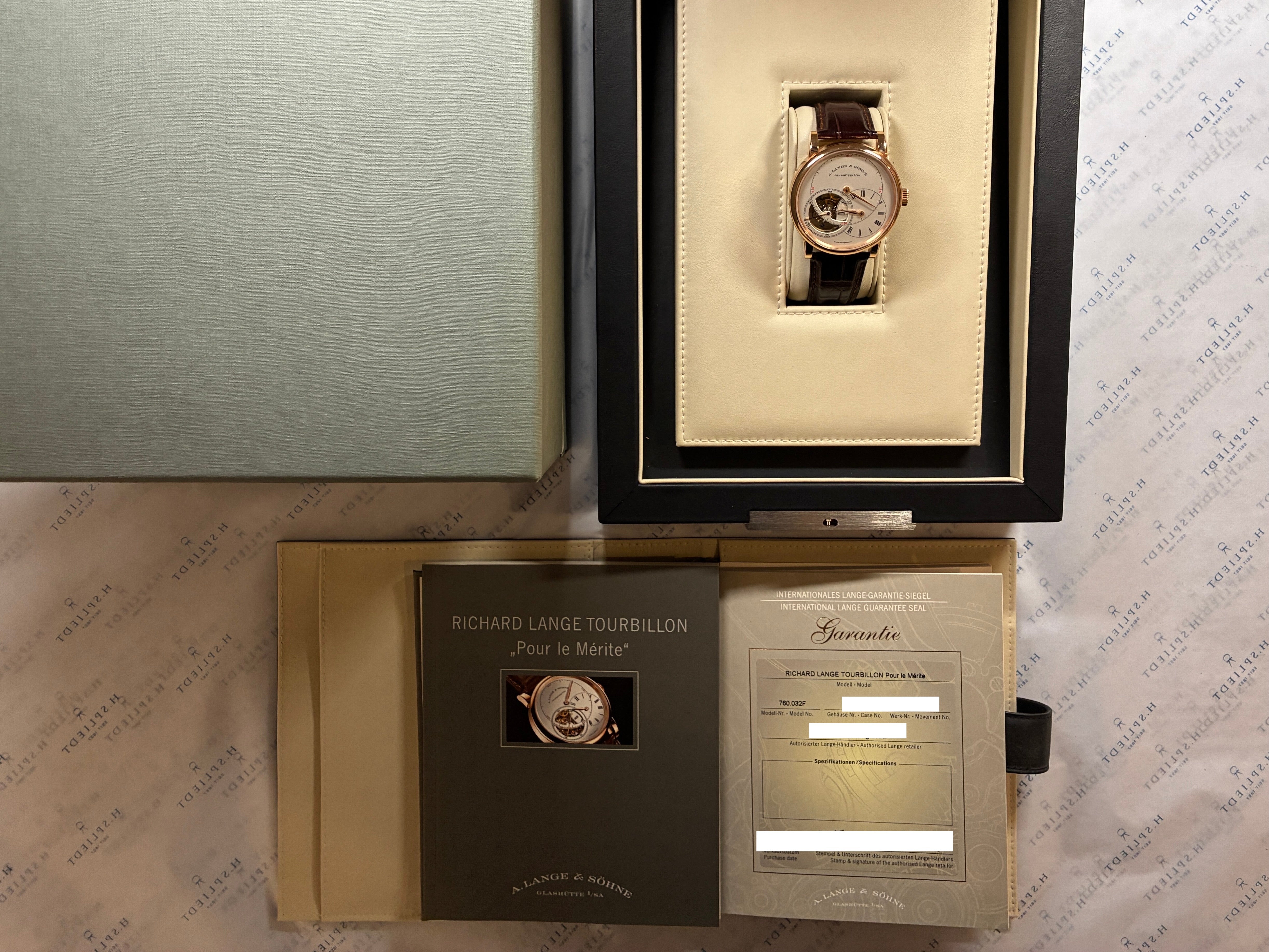 A. Lange & Söhne Tourbillon Pour Le Merite Roségold in aufgeschlagener Box mit Garantieschein und Anleitung
