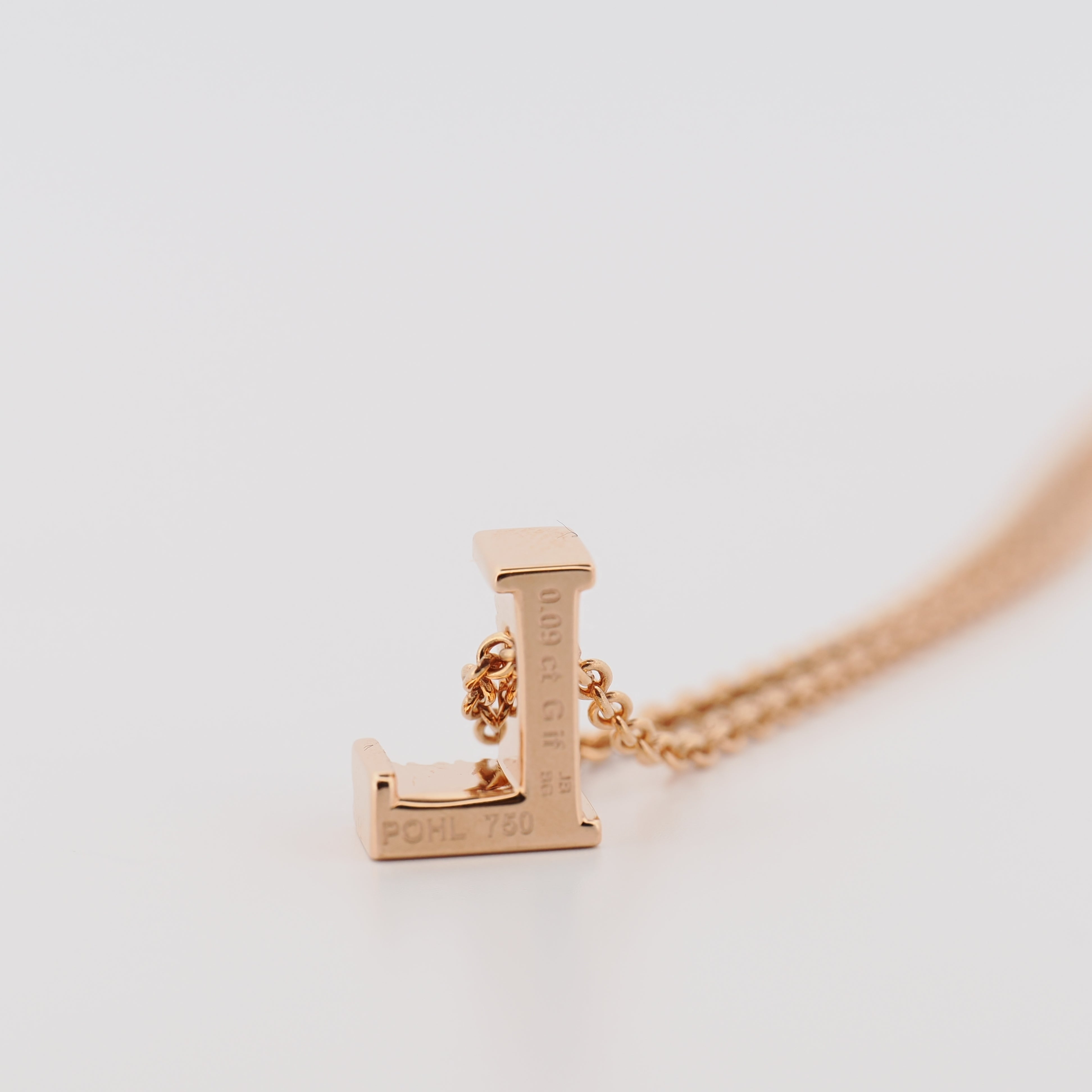 Collier Buchstabe "L" mit Brillanten in Roségold