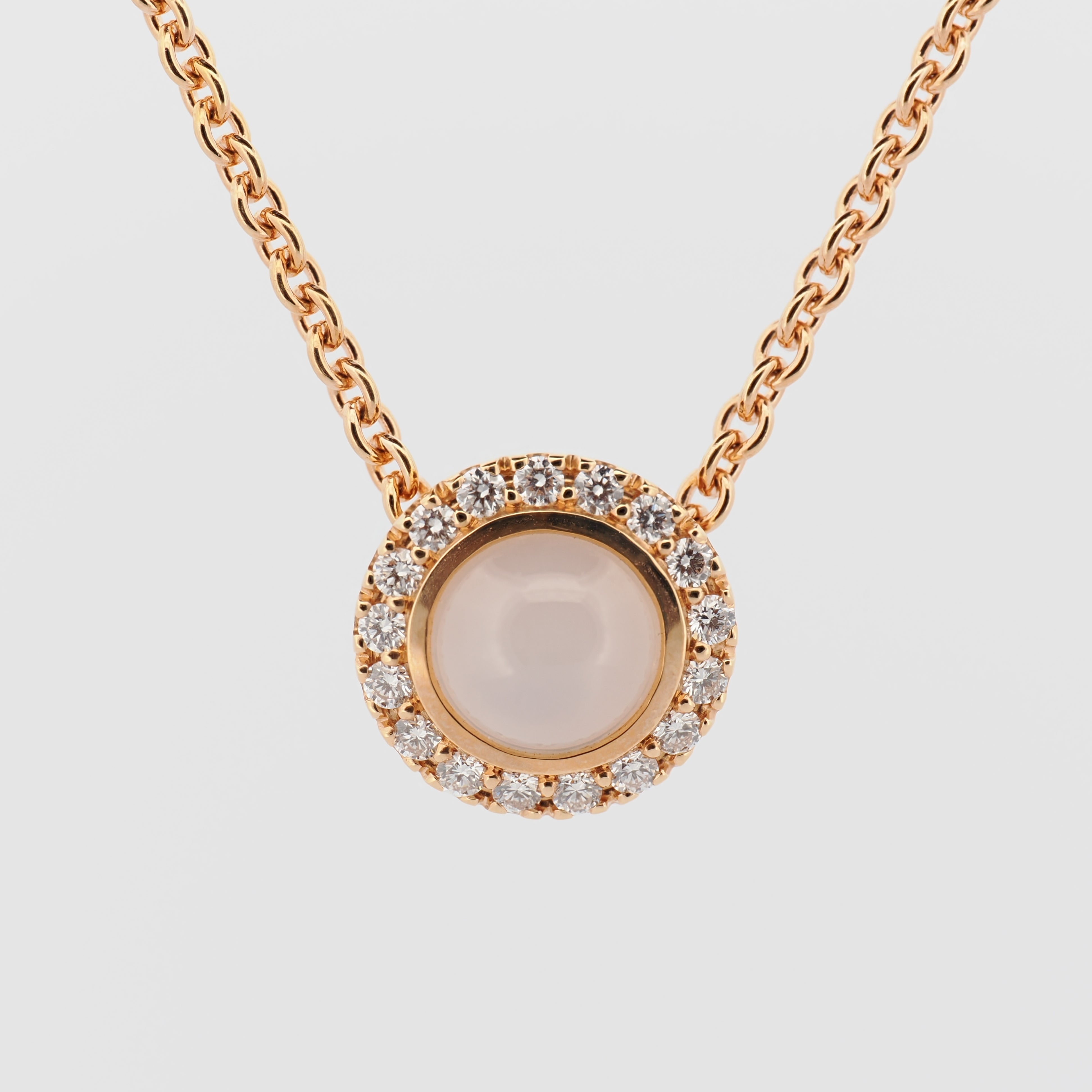 Collier mit Mondstein Anhänger mit Brillanten in Roségold