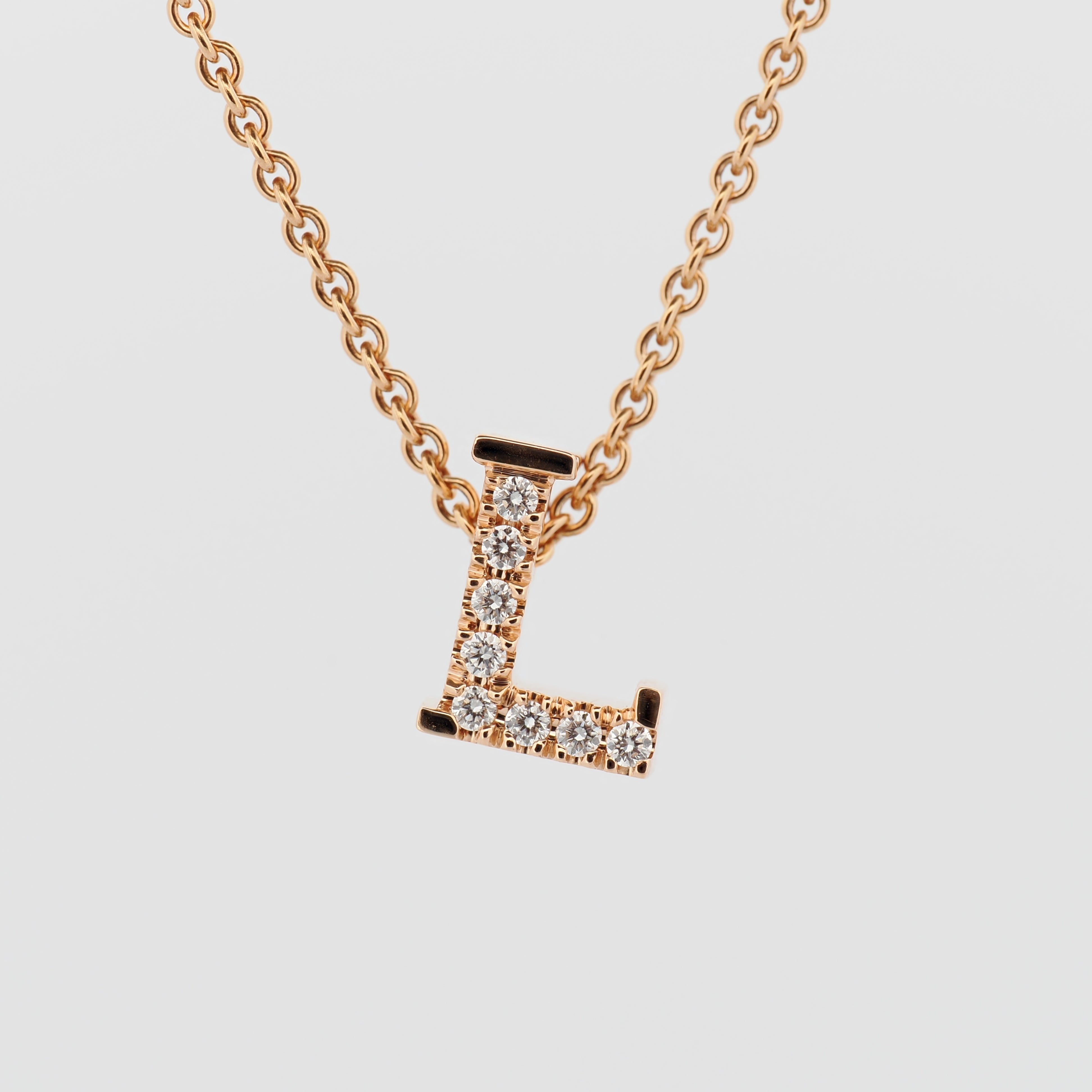 Collier Buchstabe "L" mit Brillanten in Roségold