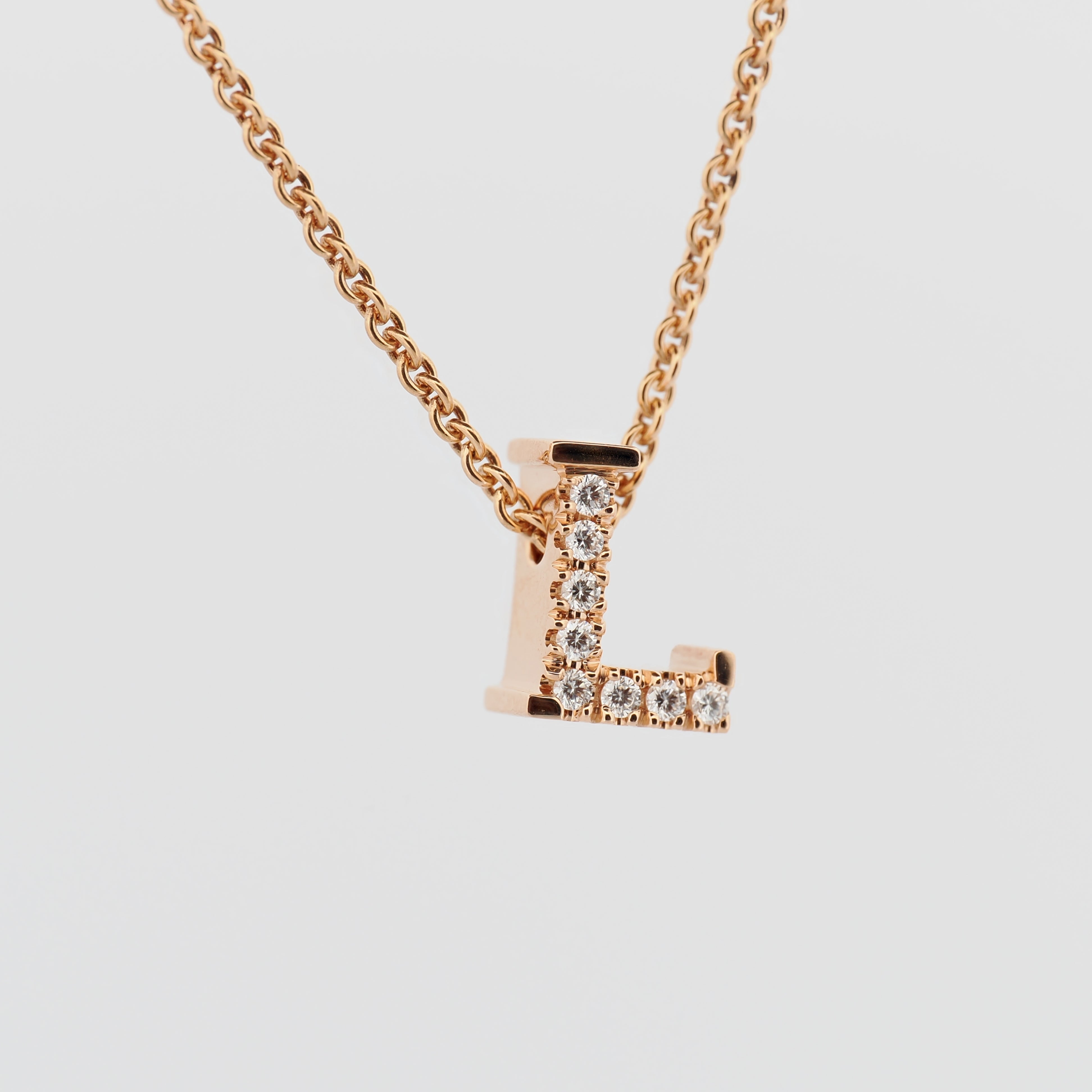 Collier Buchstabe "L" mit Brillanten in Roségold