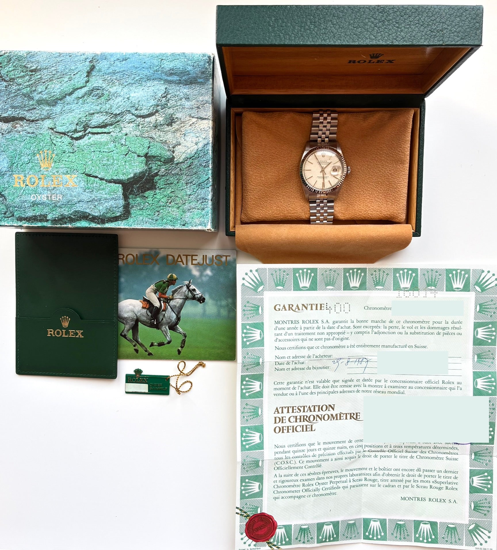 Rolex Datejust 36mm aus Stahl von 1987 im Karton mit Garantiezertifikat und Dokumentation