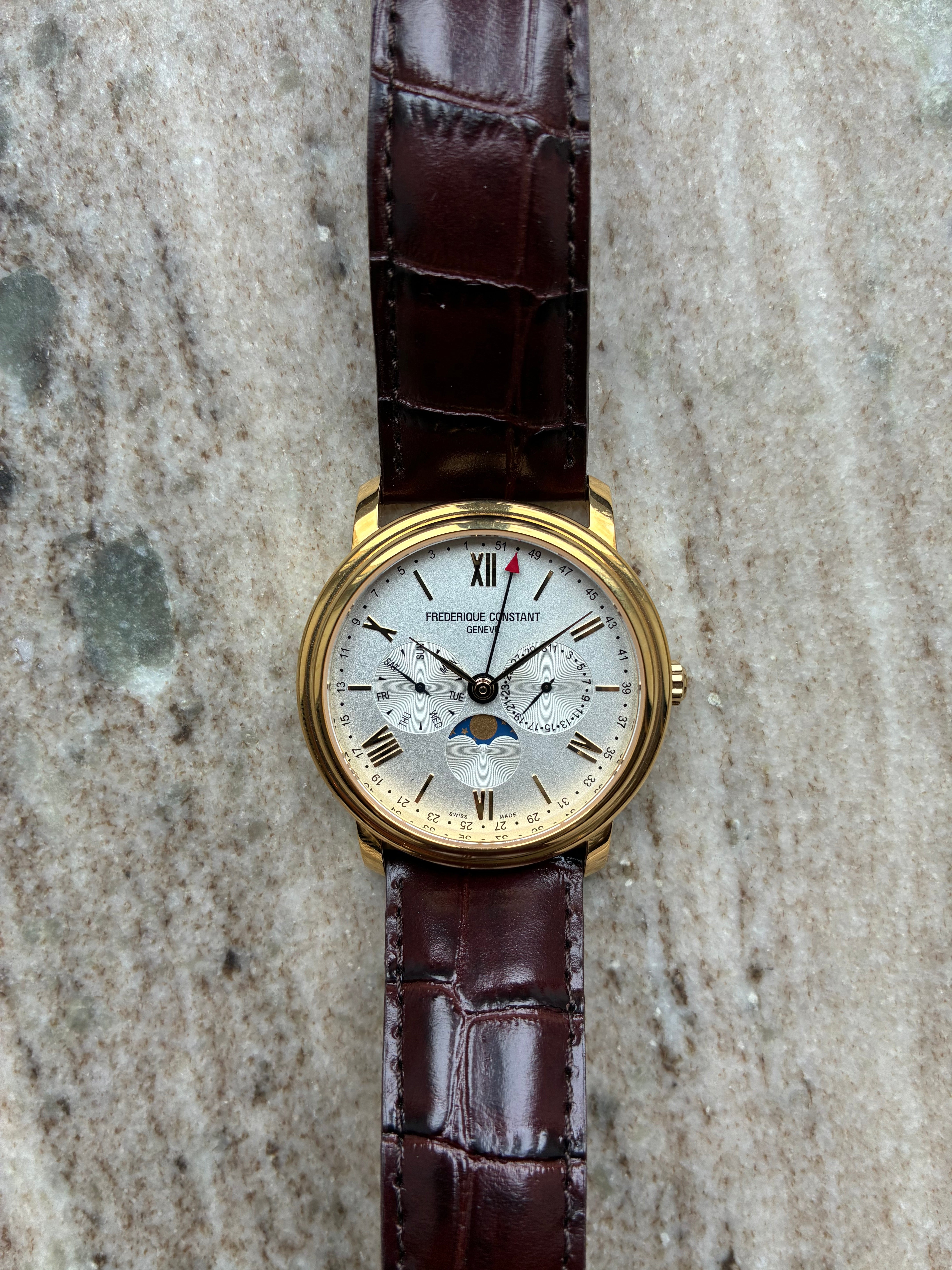 Frederique Constant Business Timer Automatik Herrenuhr mit Datum und Mondphase im Detail