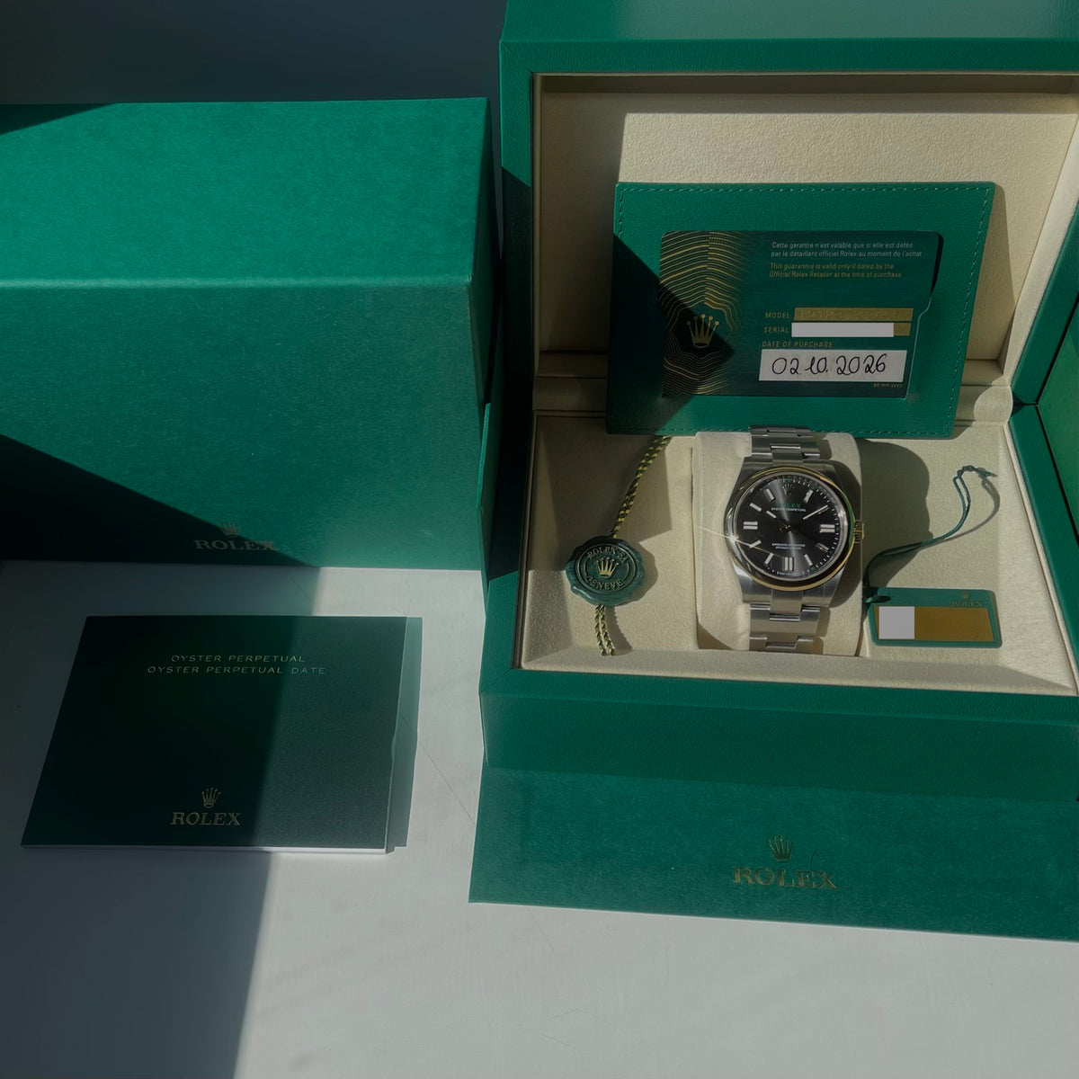 Oyster Perpetual 100 Years / BRAND NEW / rhodium dial / yellowgold bezel and crown
