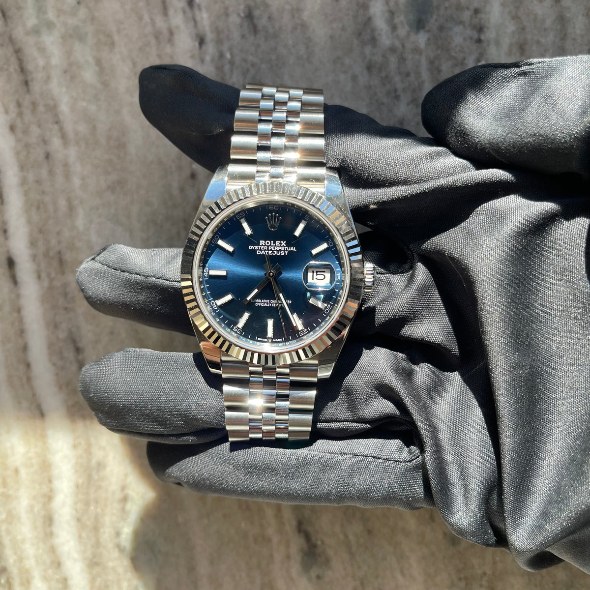 Datejust 41 / Blaues Zifferblatt / Jubilee Band / Weißgold Lünette (2022) - Juwelier Spliedt