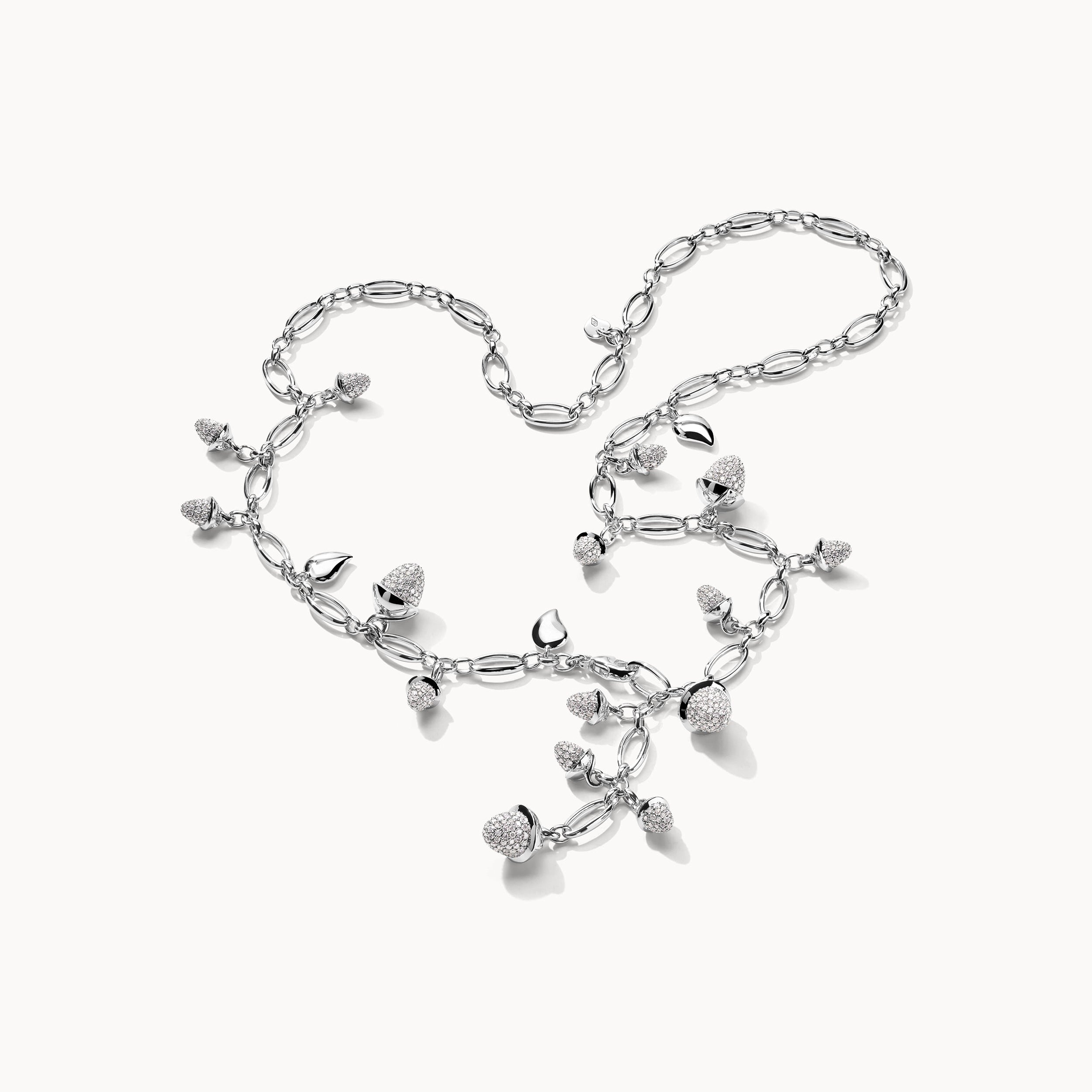 Collier Mikado Weißgold mit Diamant Pavé Anhängern