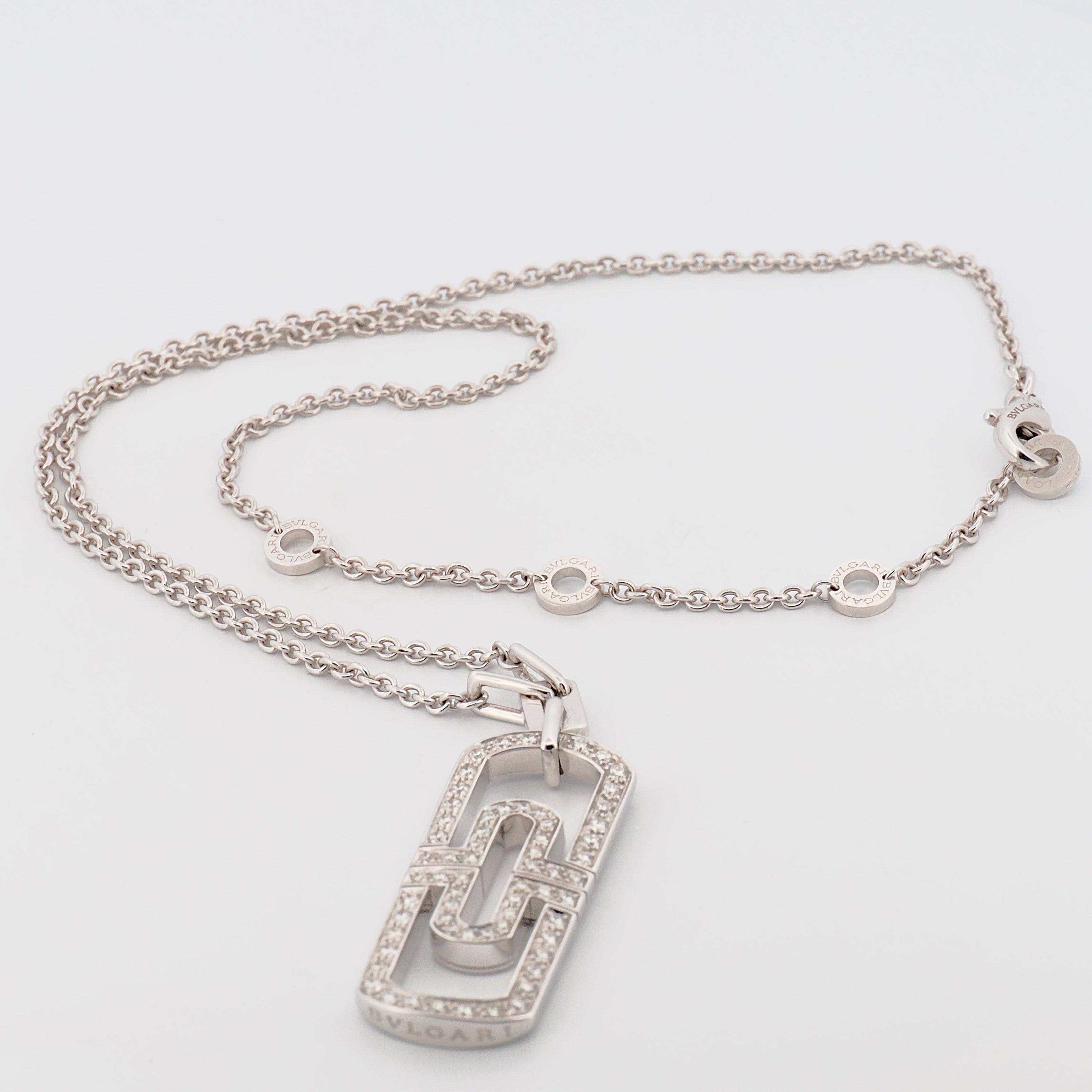 Parentesi Kette in 750 Weißgold und Diamanten