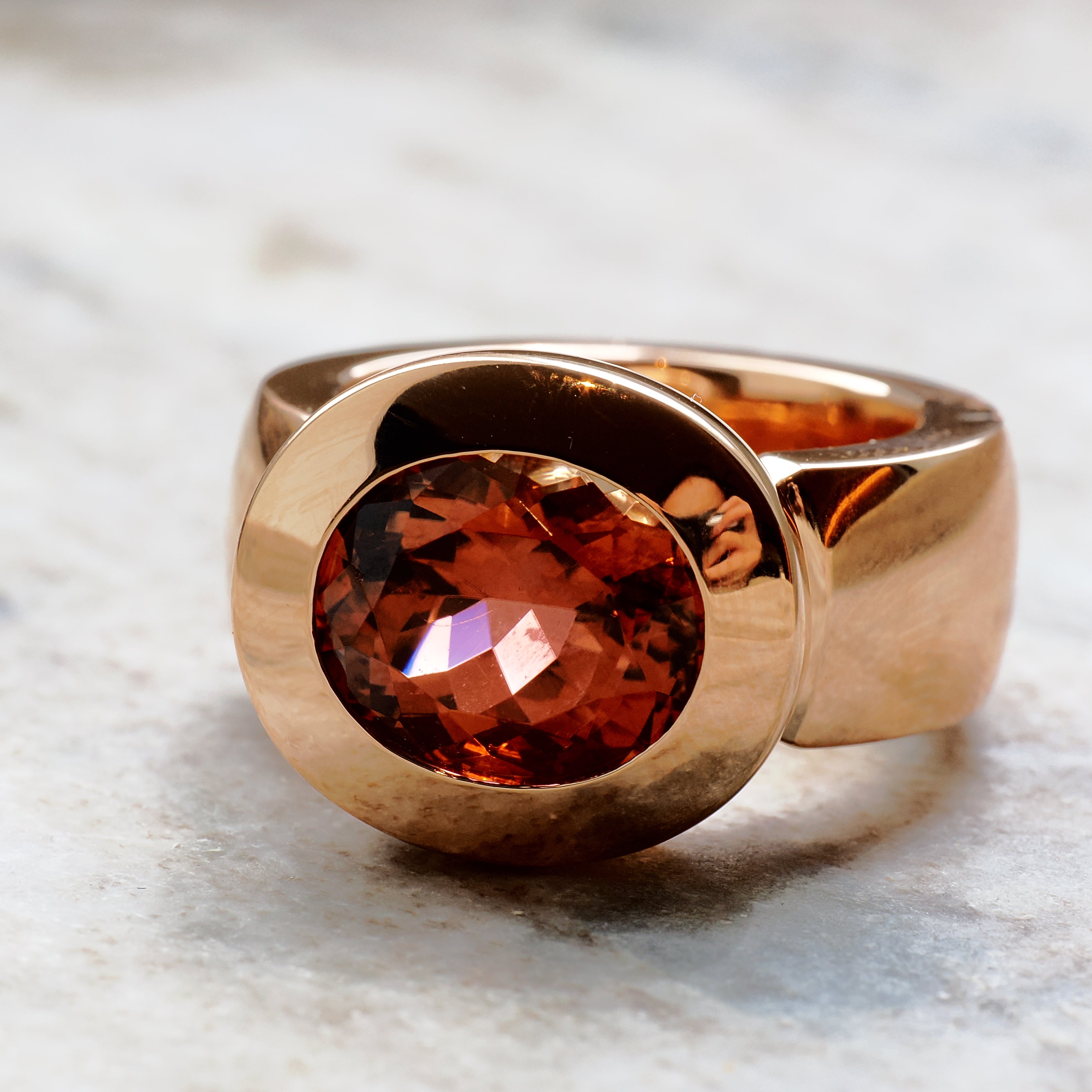 Ring #4000 L mit Turmalin 18K Roségold