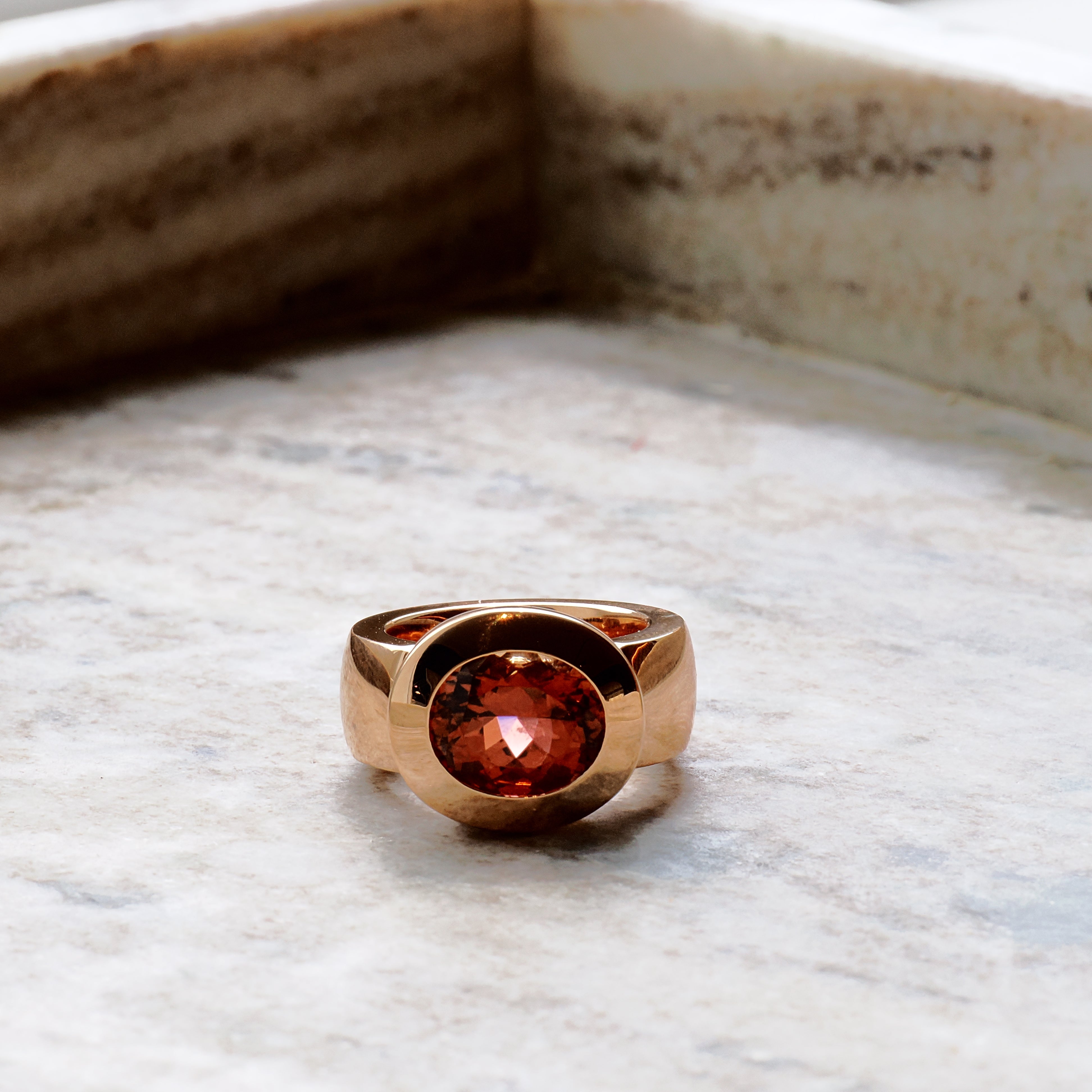 Ring #4000 L mit Turmalin 18K Roségold