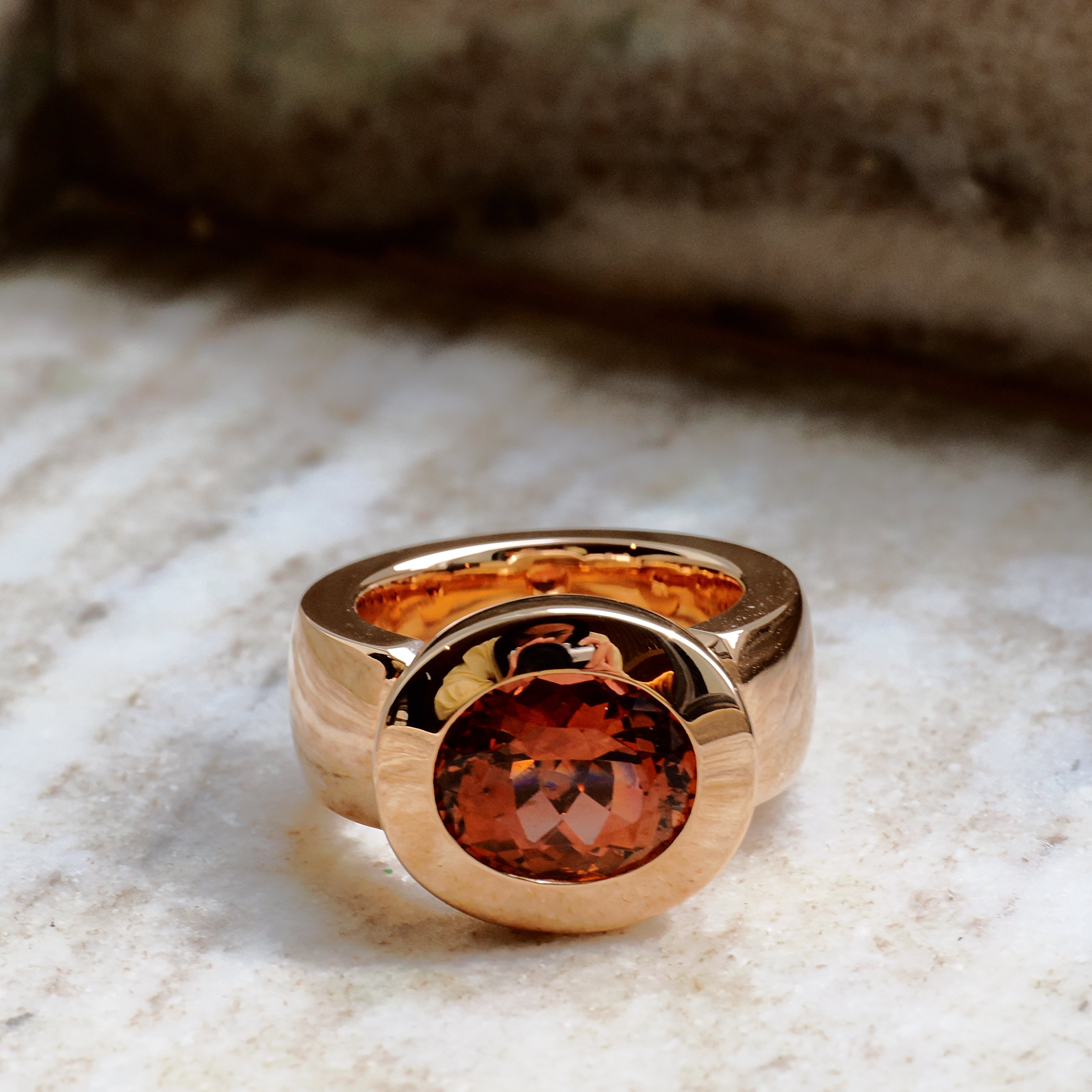 Ring #4000 L mit Turmalin 18K Roségold