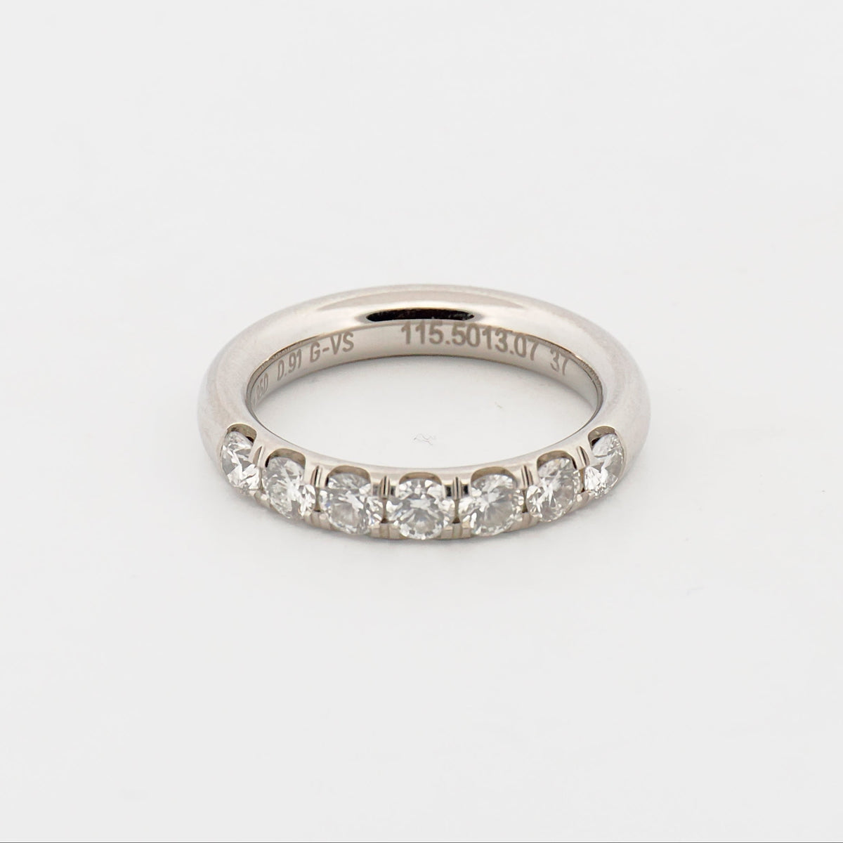 Meister halbausgefasster Memoire Ring aus Platin mit 0,91 ct. Diamanten