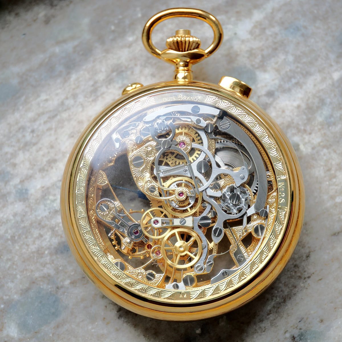 Louis Brandt Rattrapante Taschenuhr ca. 1984 Nr. 28/63