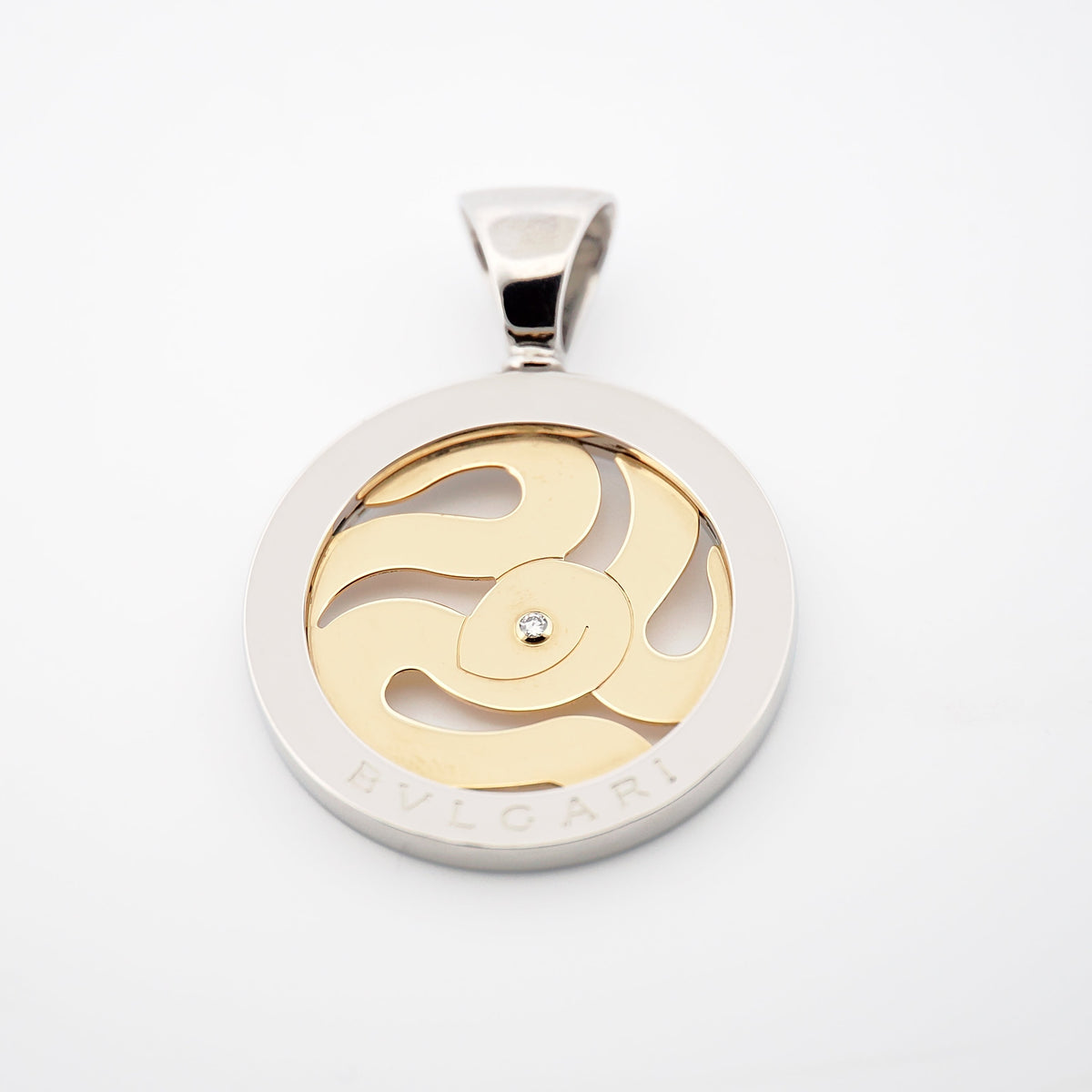 Anhänger "Tondoschlange" mit Brillant aus Edelstahl und 18k Gelbgold - Juwelier Spliedt