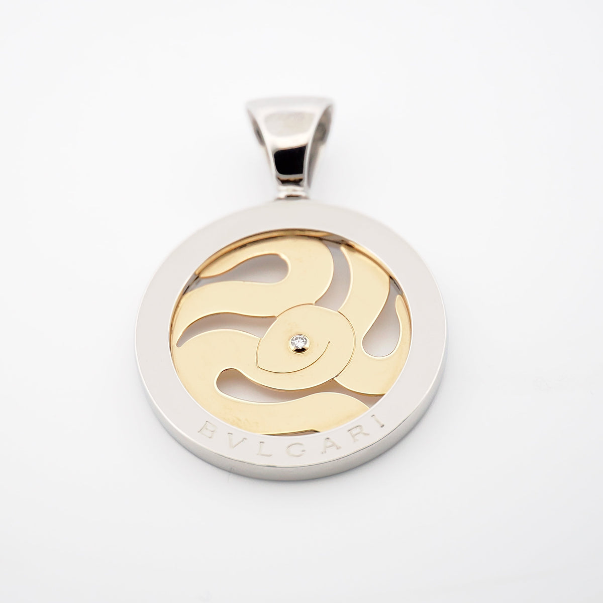 Anhänger "Tondoschlange" mit Brillant aus Edelstahl und 18k Gelbgold - Juwelier Spliedt