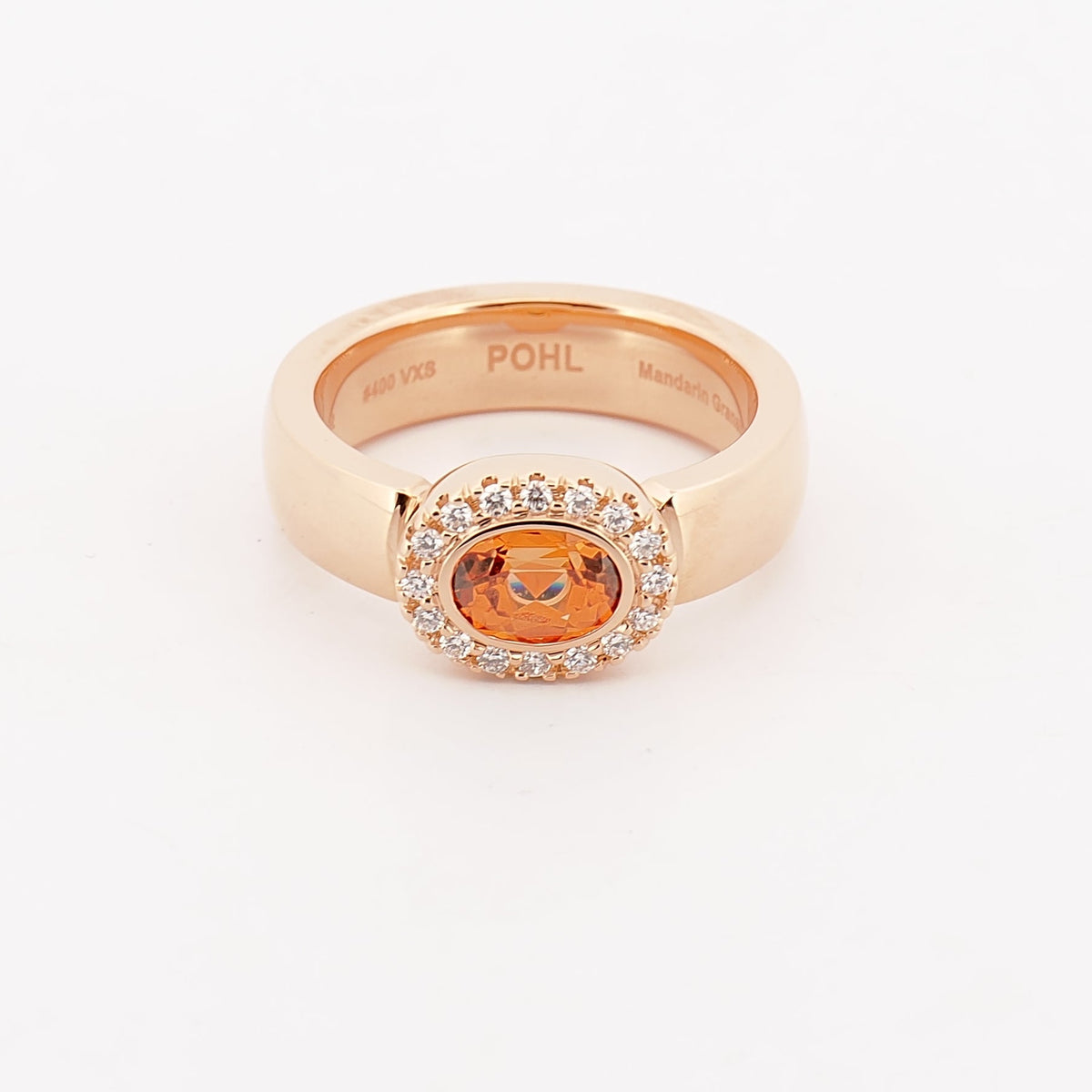 Ring in Roségold mit Mandarin Granat und Brillanten Größe 54 - Juwelier Spliedt