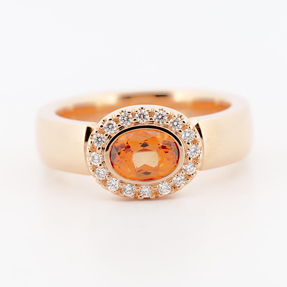 Ring in Roségold mit Mandarin Granat und Brillanten Größe 54 - Juwelier Spliedt