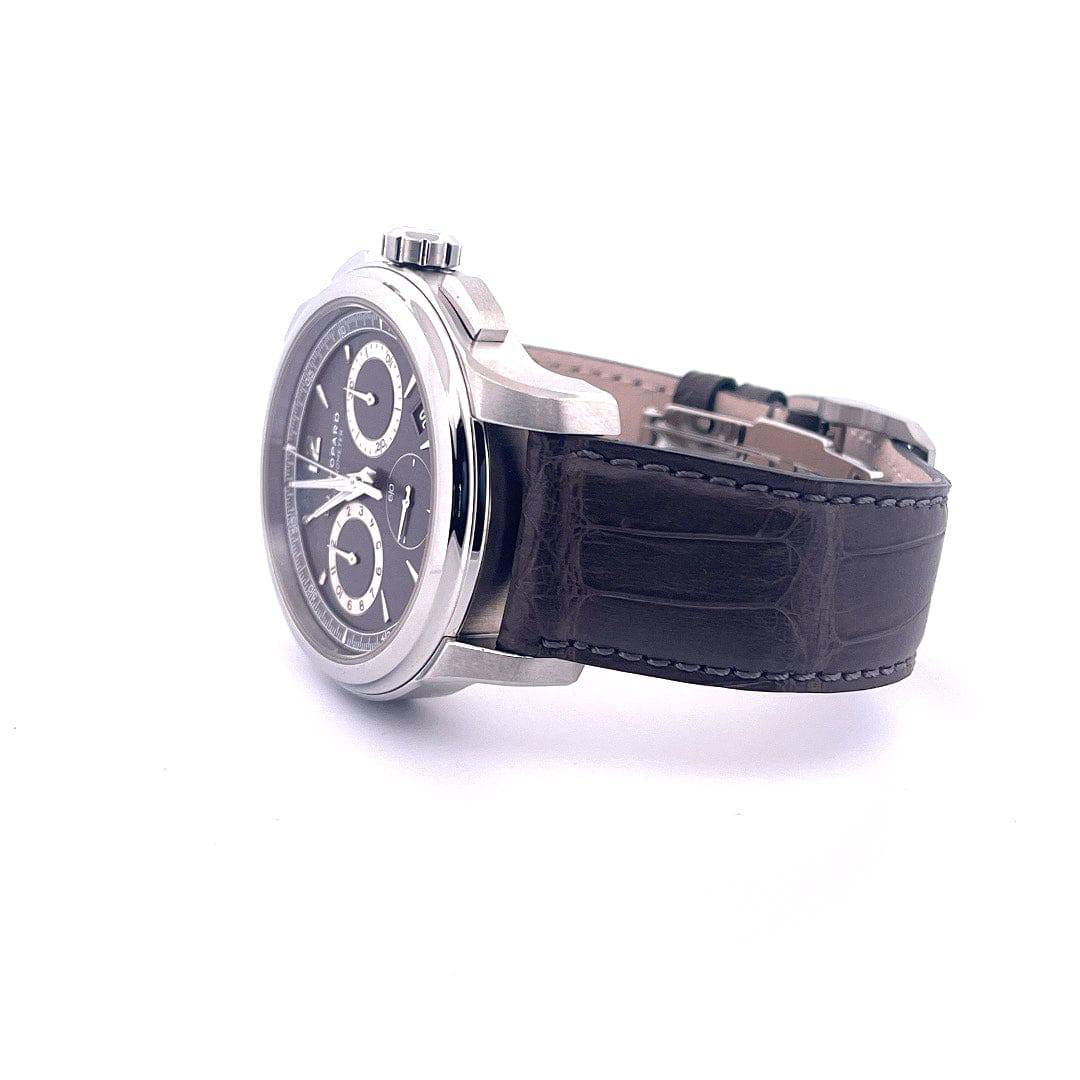 Chopard L.U.C Chrono One Flyback Stahl Automatik mit dunkelgrauem Zifferblatt und Lederband