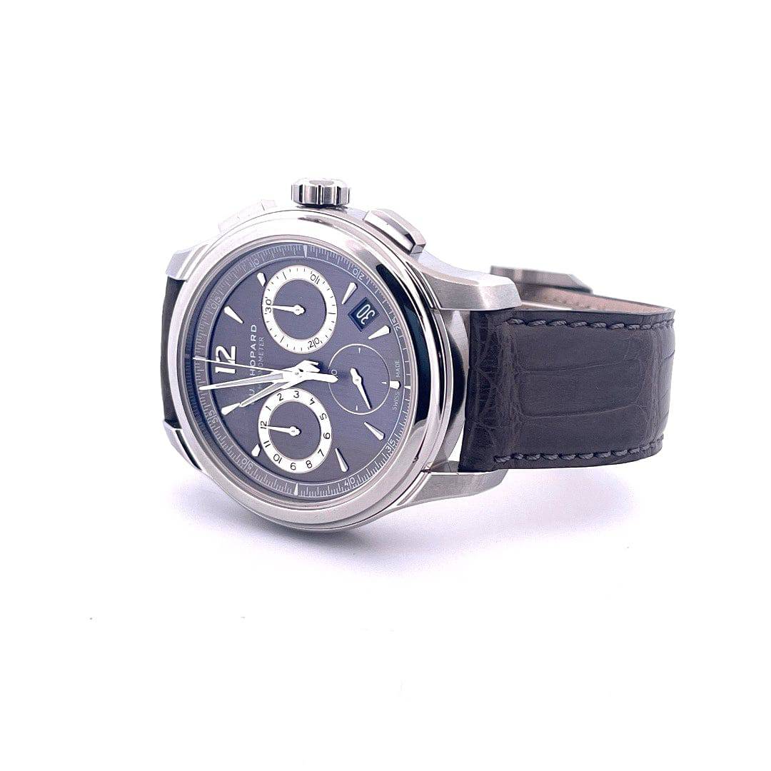 Chopard L.U.C Chrono One Flyback mit grauem Zifferblatt und braunem Krokodillederband