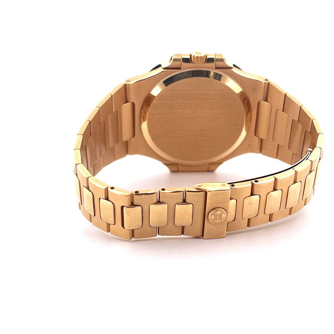 Patek Philippe Nautilus Jumbo Tritium von hinten mit Gelbgoldarmband und Schließe