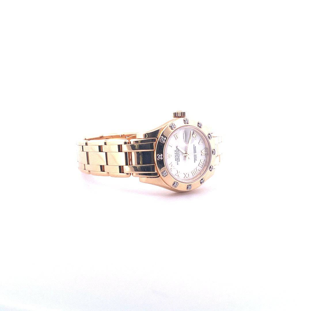 Rolex Lady-Datejust Pearlmaster 29mm Gelbgold mit Diamanten im Sehr guten Zustand