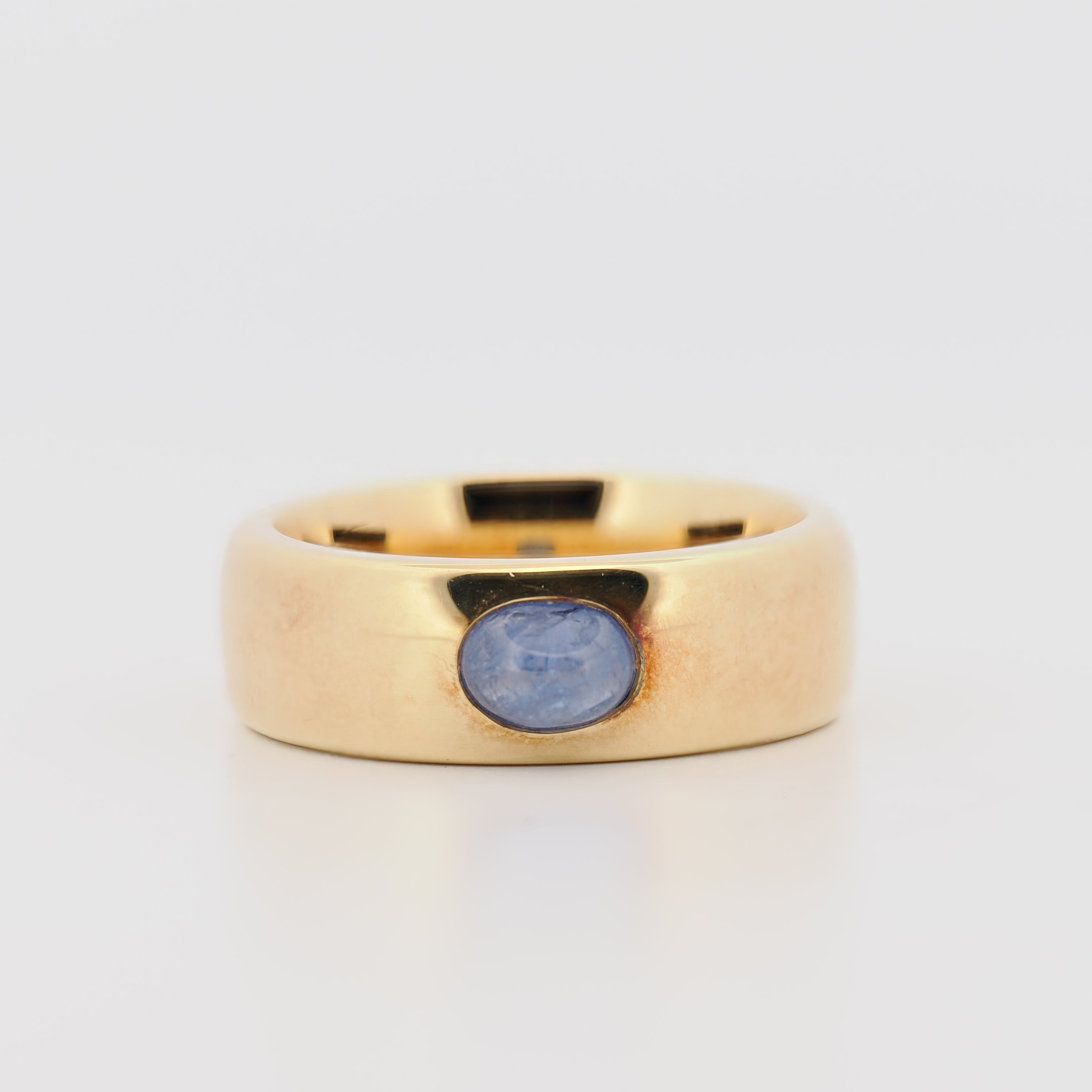 Juwelier Spliedt Bandring 14k Gelbgold mit Saphir-Cabochon, neu