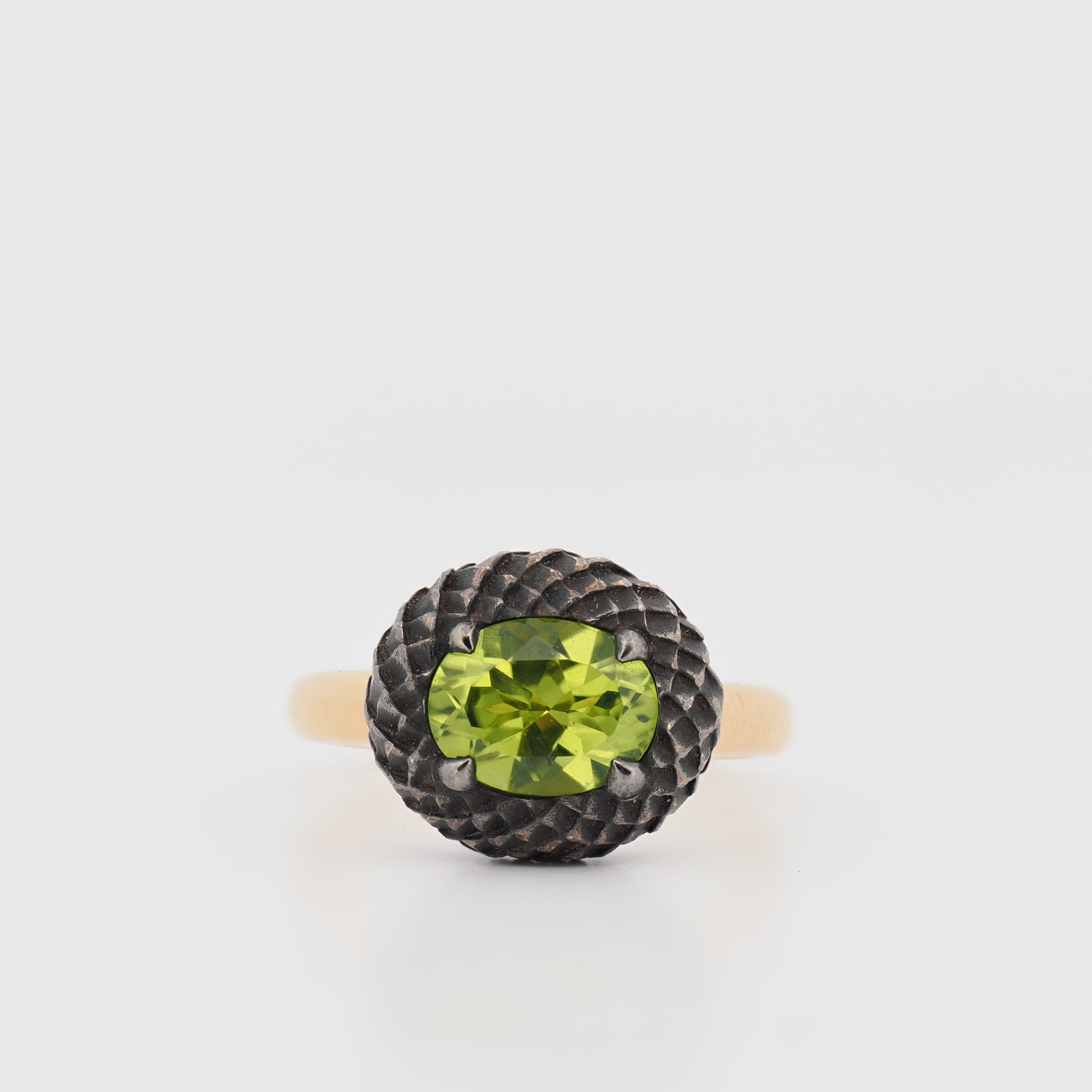 ,Snakeskin India' Ring mit Turmalin in Gelbgold