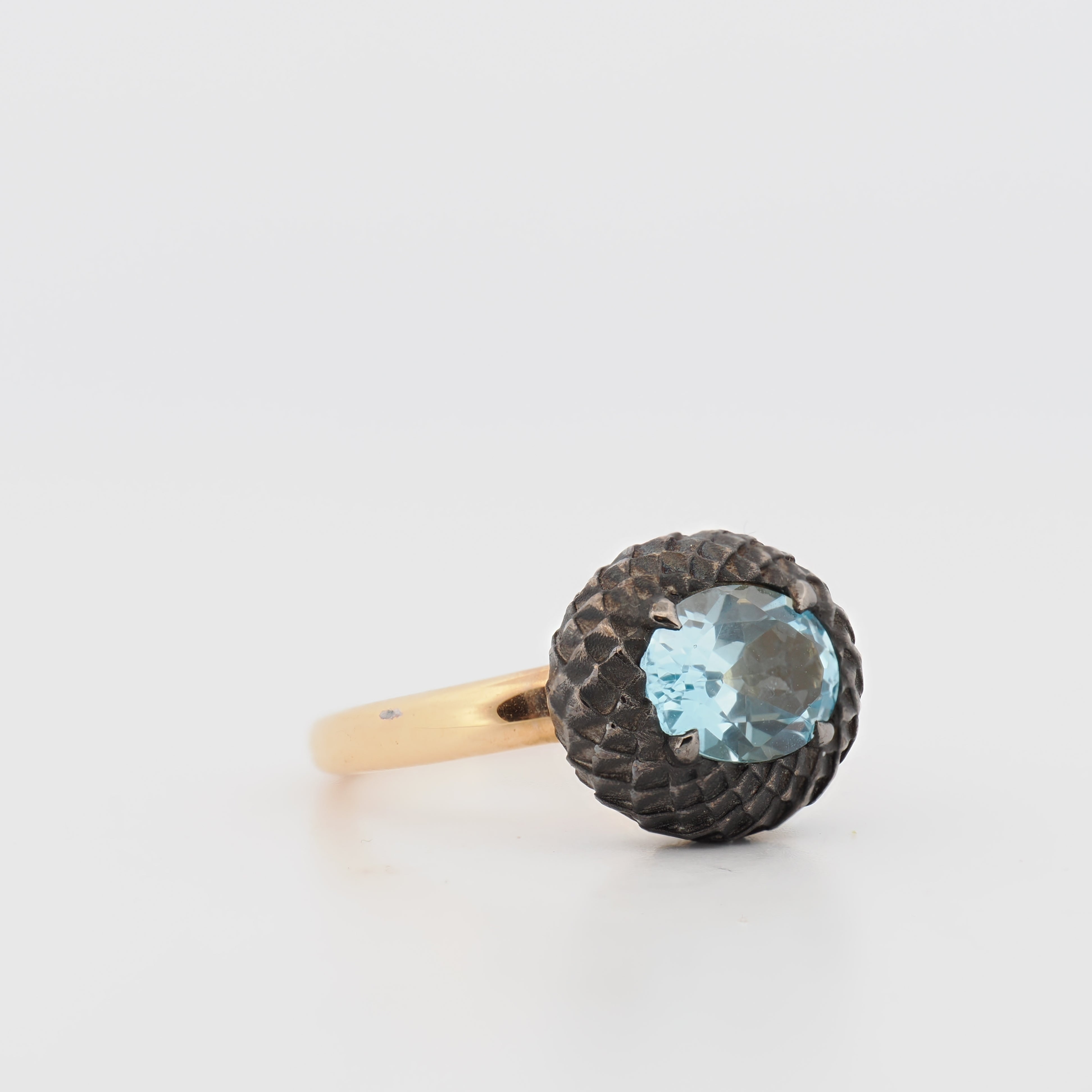 ,Snakeskin India' Ring mit Topas in Gelbgold